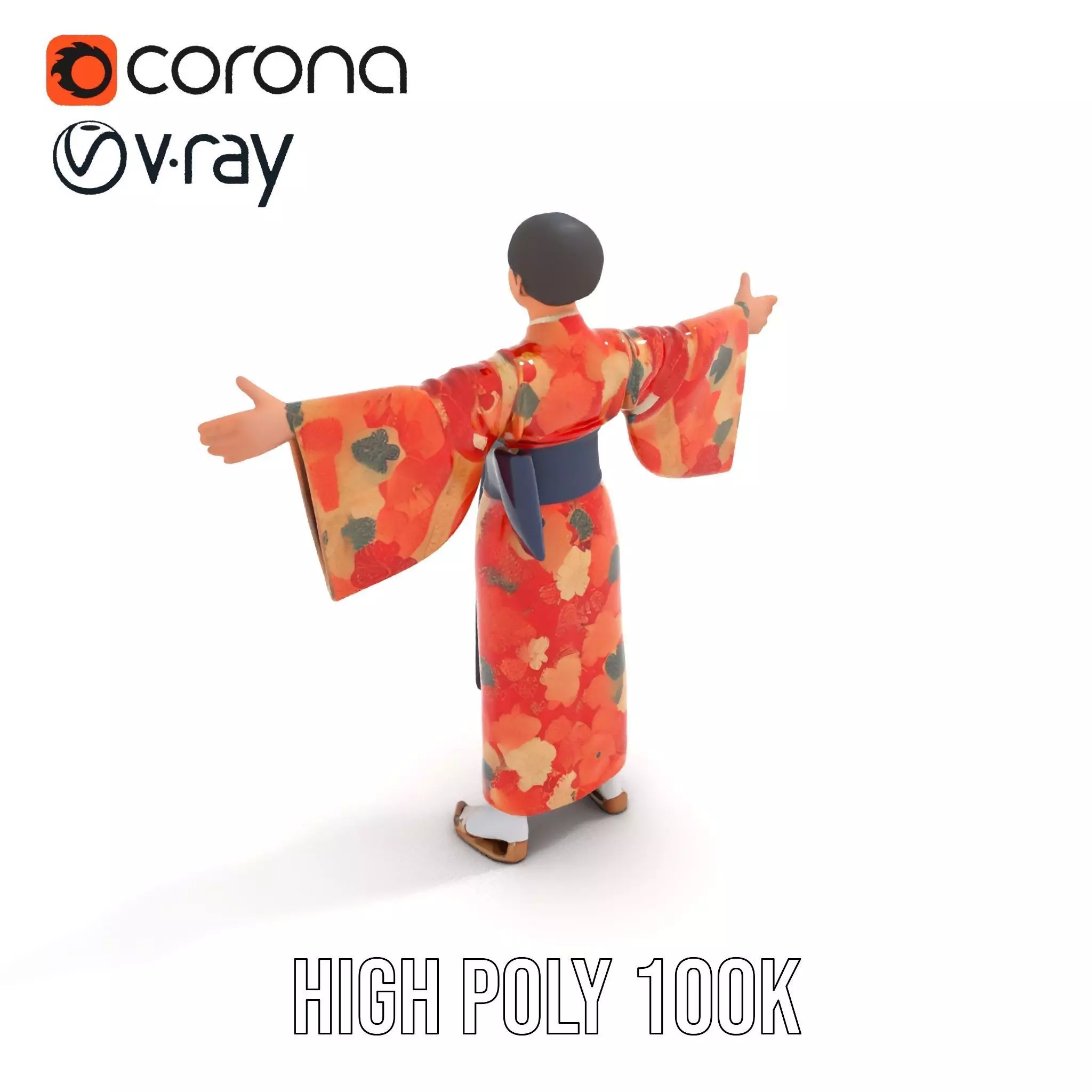 Floral Kimono Apparel model pack Low-poly 3D model_23