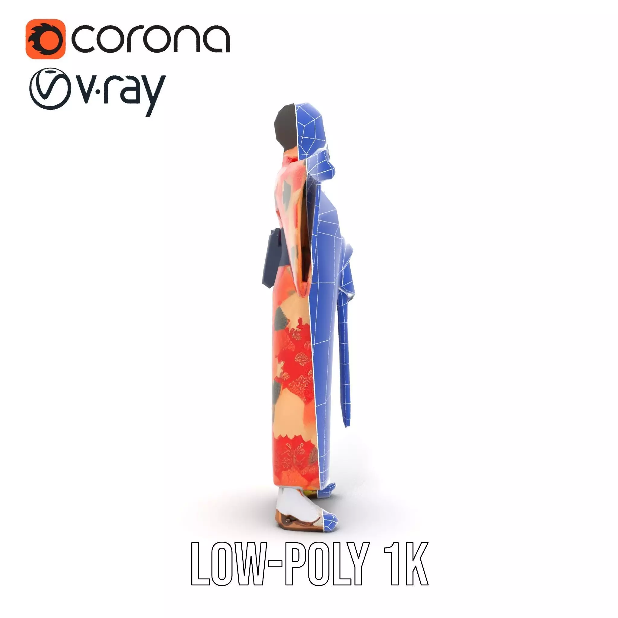 Floral Kimono Apparel model pack Low-poly 3D model_30