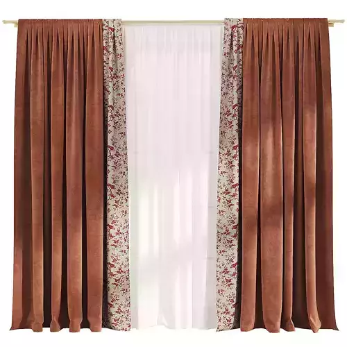 Combined curtains with tulle