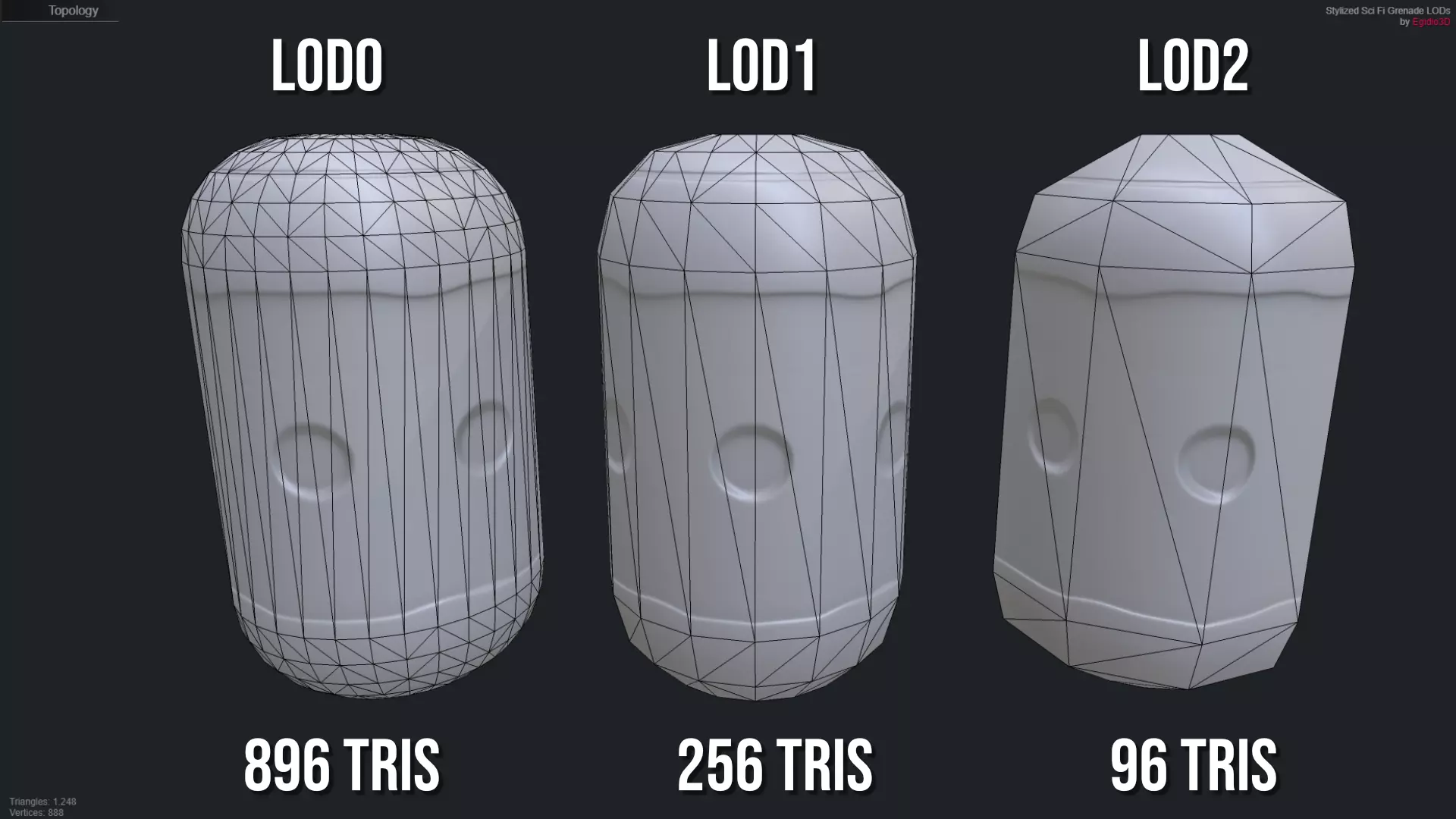 Stylized Sci Fi Grenade - Game Ready Low-poly 3D model_28