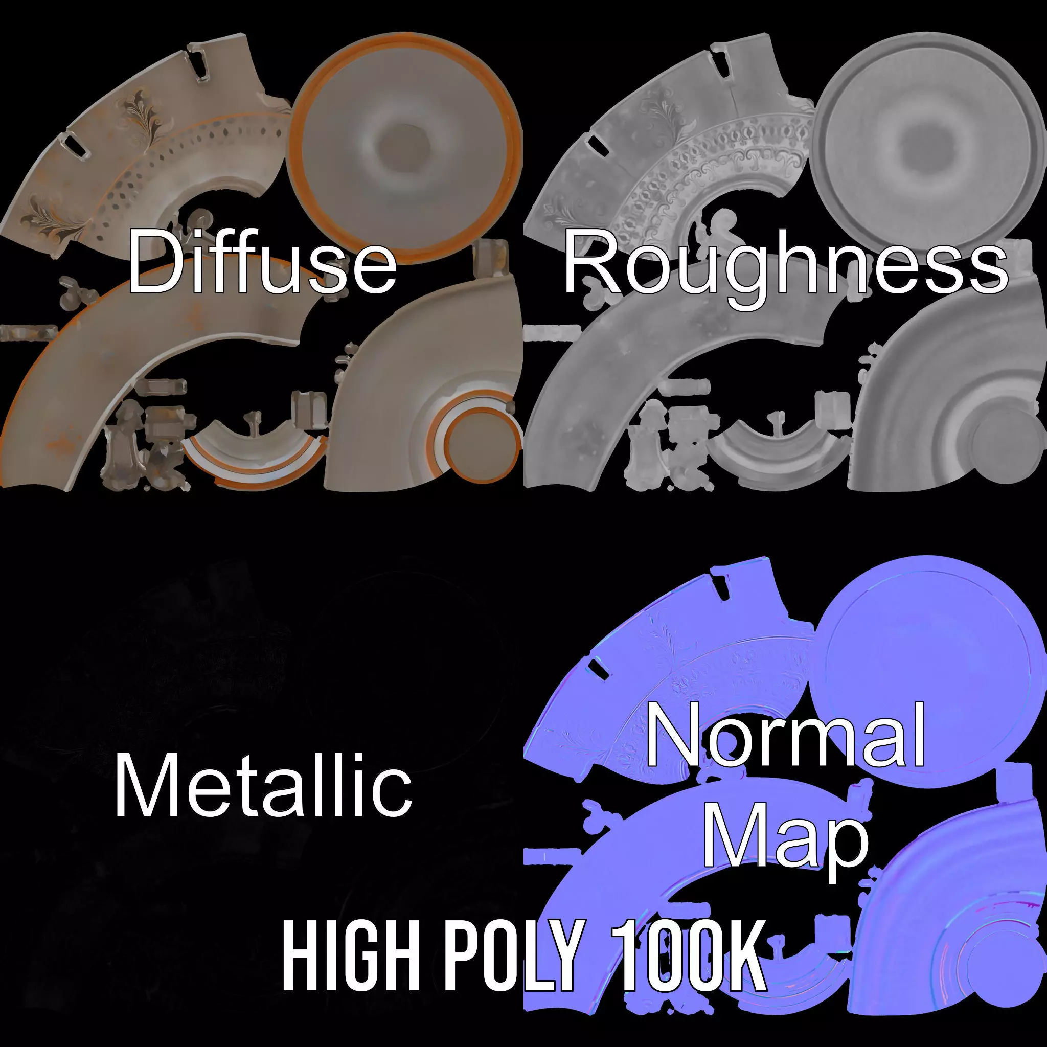 Vintage Bronze Vase model pack Low-poly 3D model_3