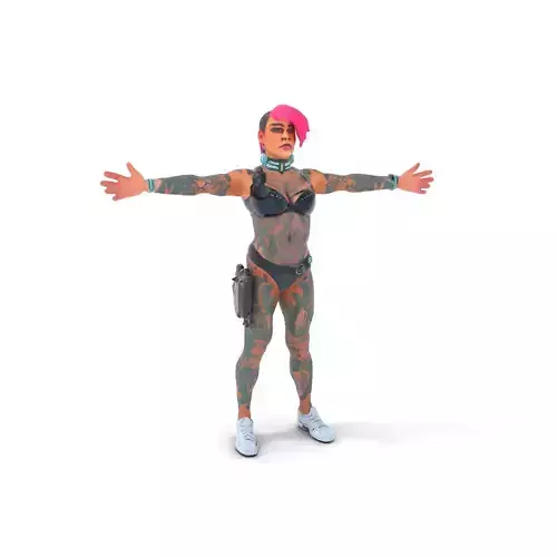 Tattooed Cyberpunk Character model pack Low-poly 3D model