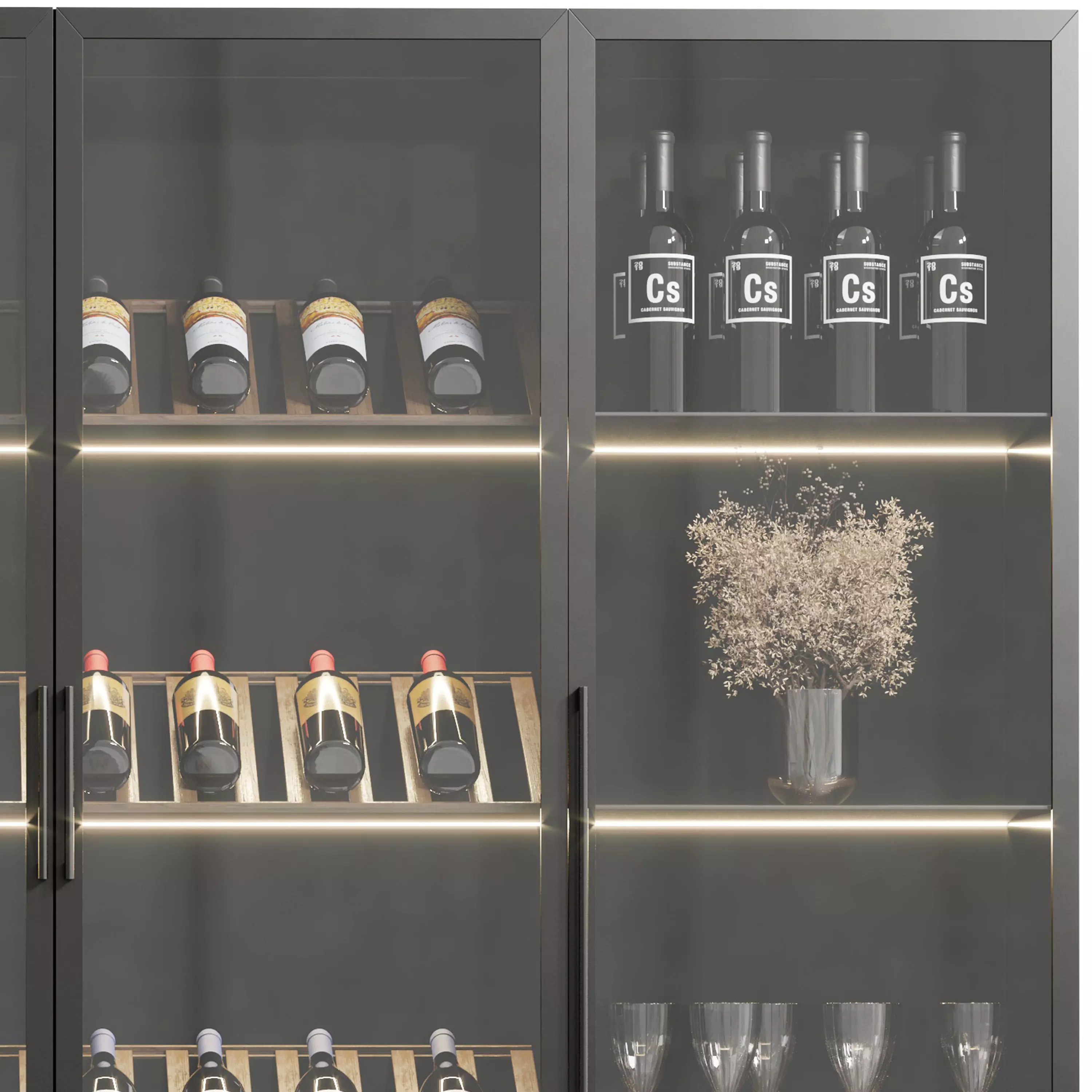 Wine cabinet with Wine Bar in a restaurant and home 11 3D model_3