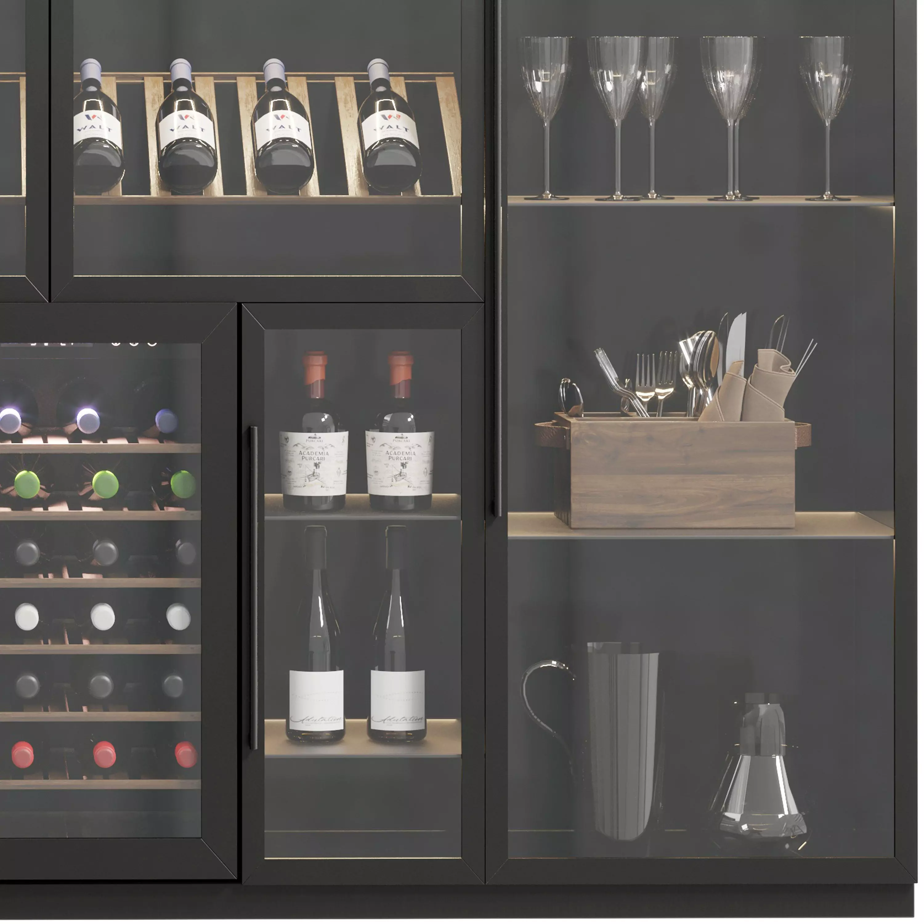 Wine cabinet with Wine Bar in a restaurant and home 11 3D model_4