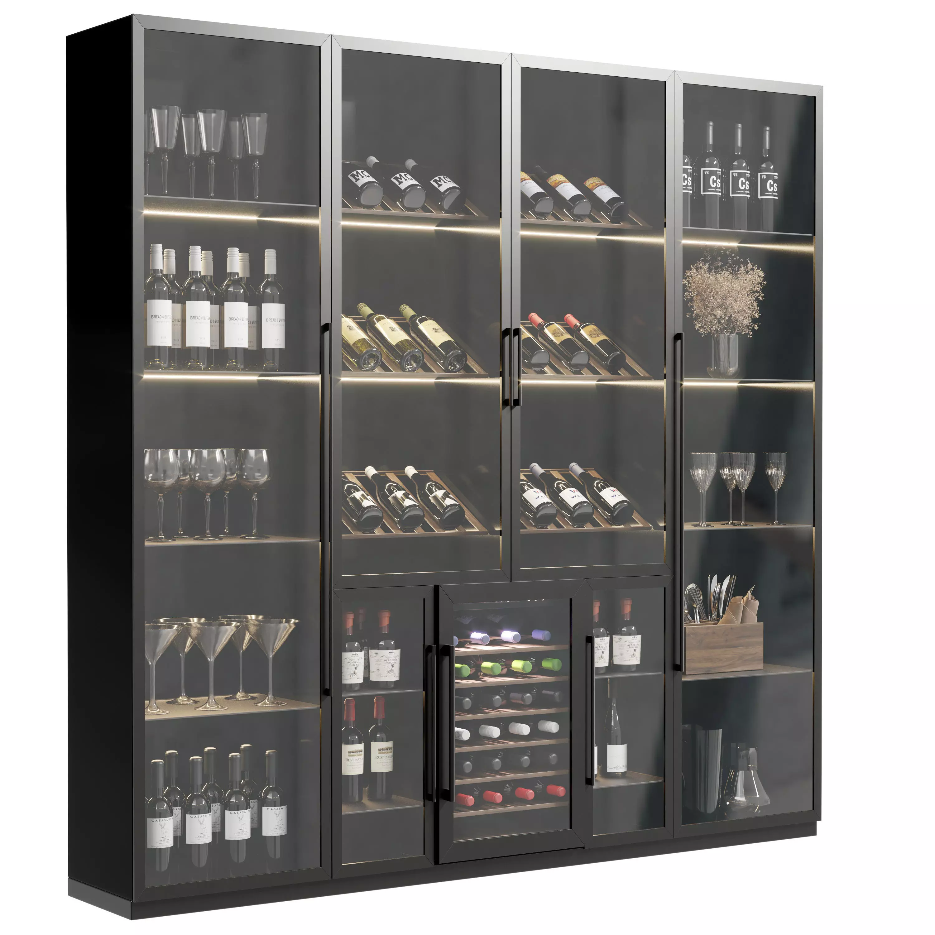 Wine cabinet with Wine Bar in a restaurant and home 11 3D model_0