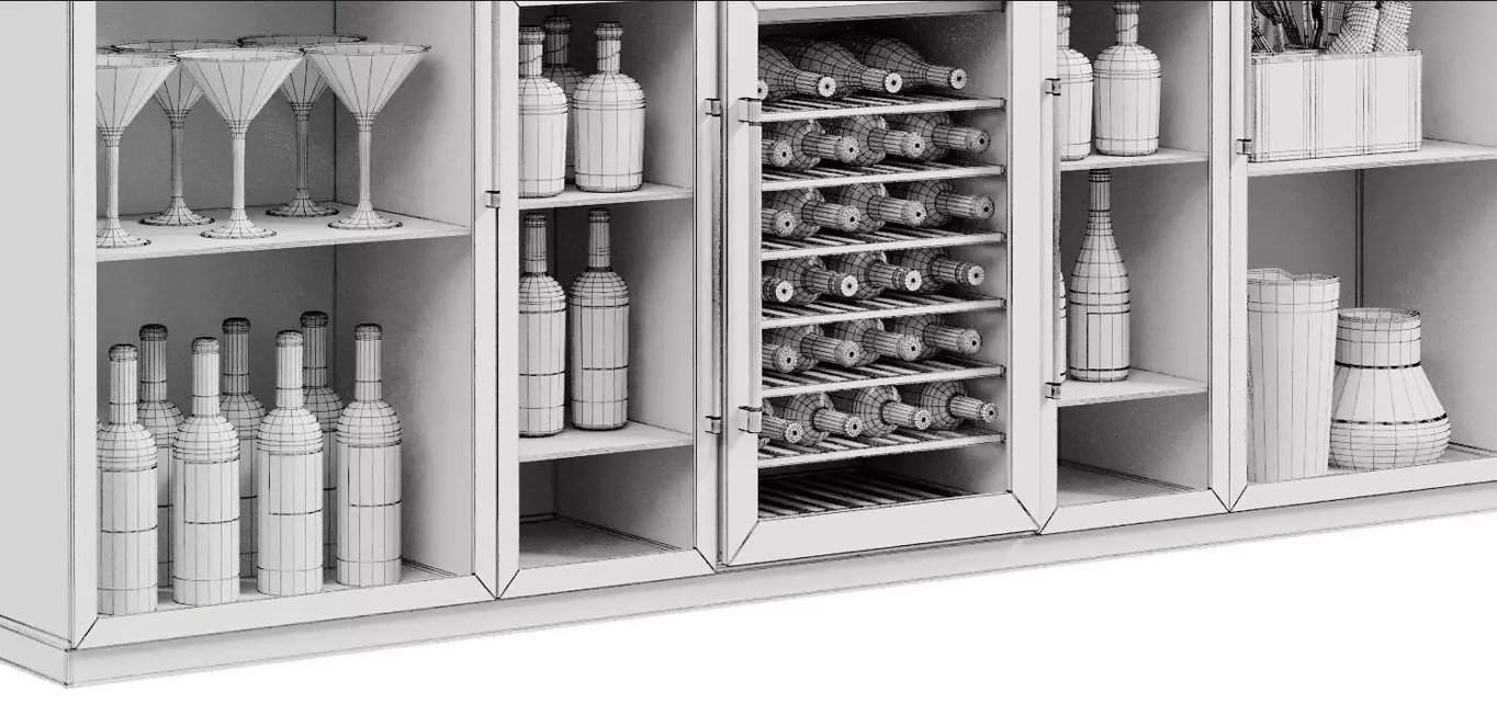 Wine cabinet with Wine Bar in a restaurant and home 11 3D model_11