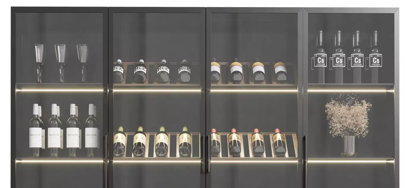 Wine cabinet with Wine Bar in a restaurant and home 11 3D model_6