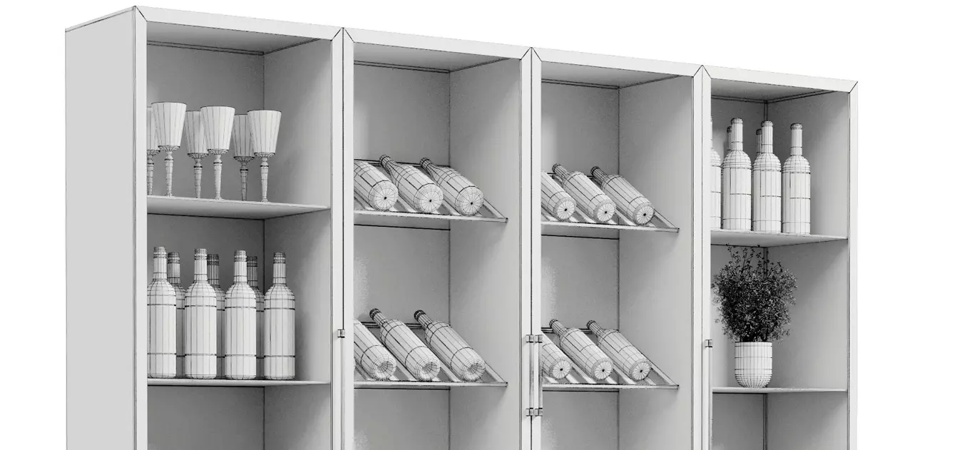 Wine cabinet with Wine Bar in a restaurant and home 11 3D model_9