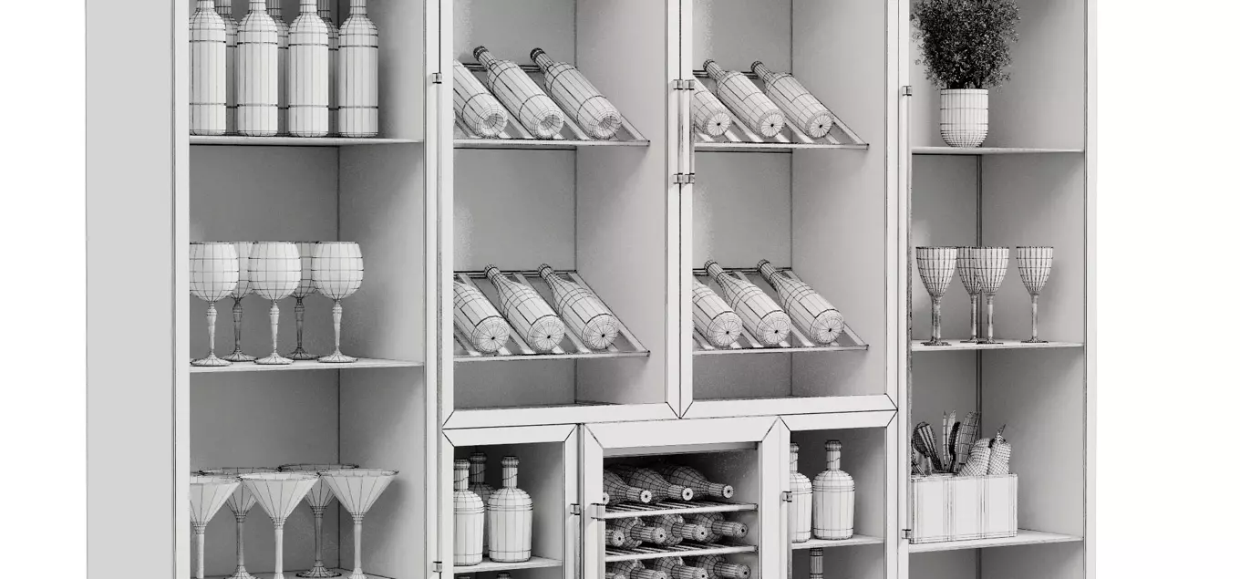 Wine cabinet with Wine Bar in a restaurant and home 11 3D model_10