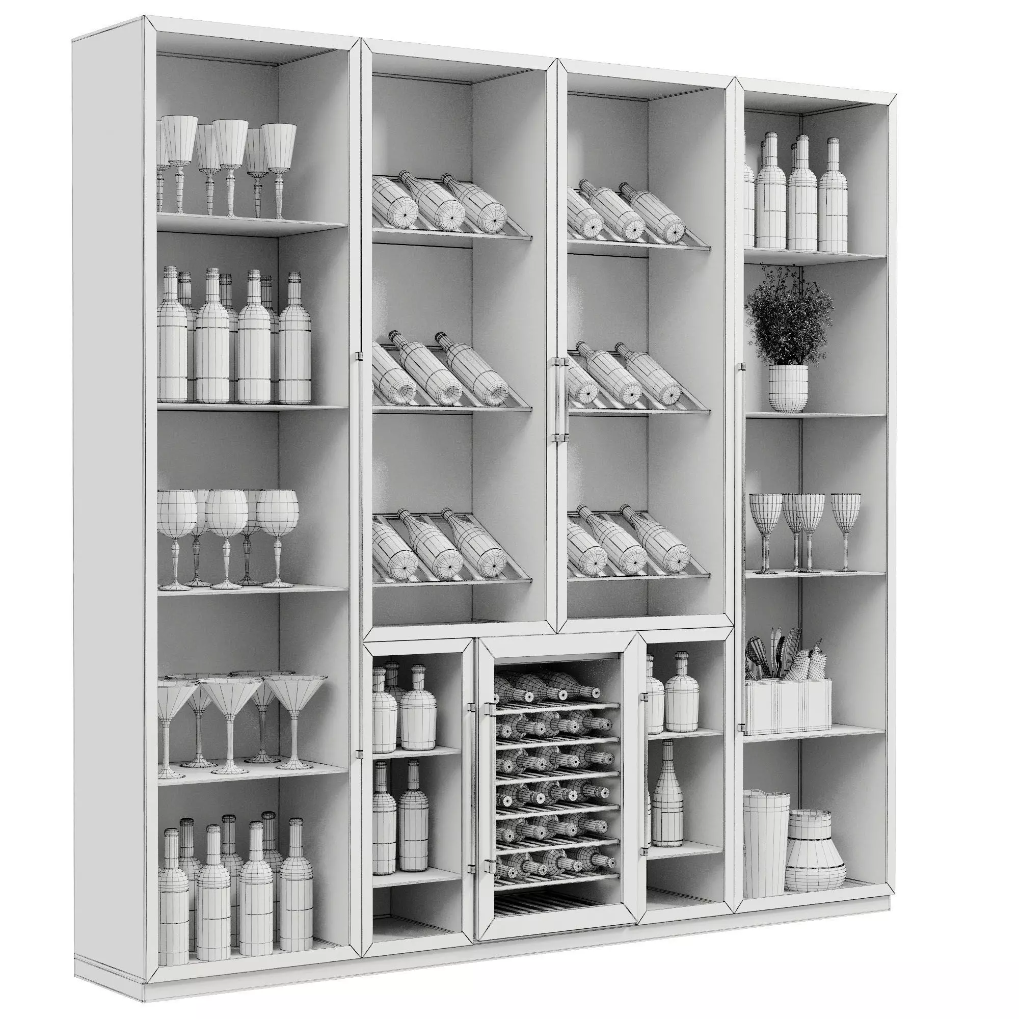 Wine cabinet with Wine Bar in a restaurant and home 11 3D model_5