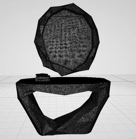 Geometric Wooden Console with Sculptural Mirror 3D model_6