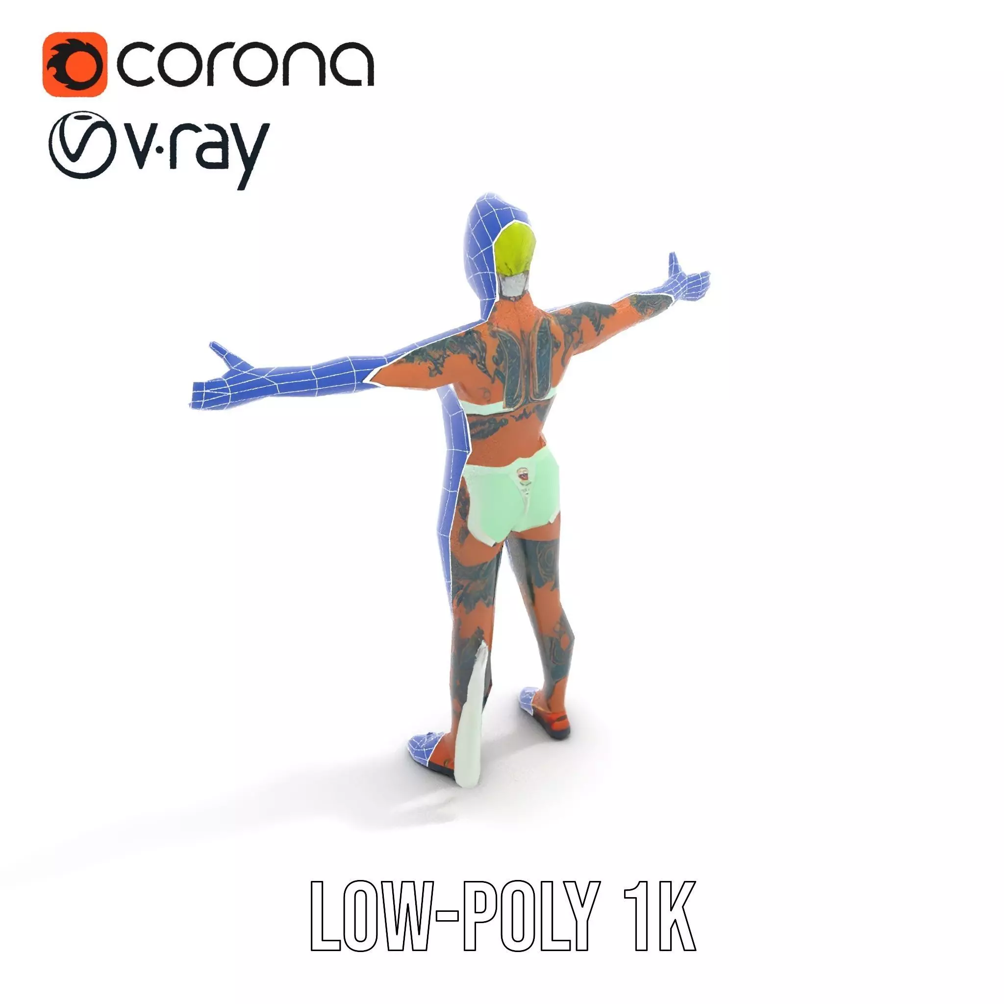 Futuristic Tattooed Model model pack Low-poly 3D model_9