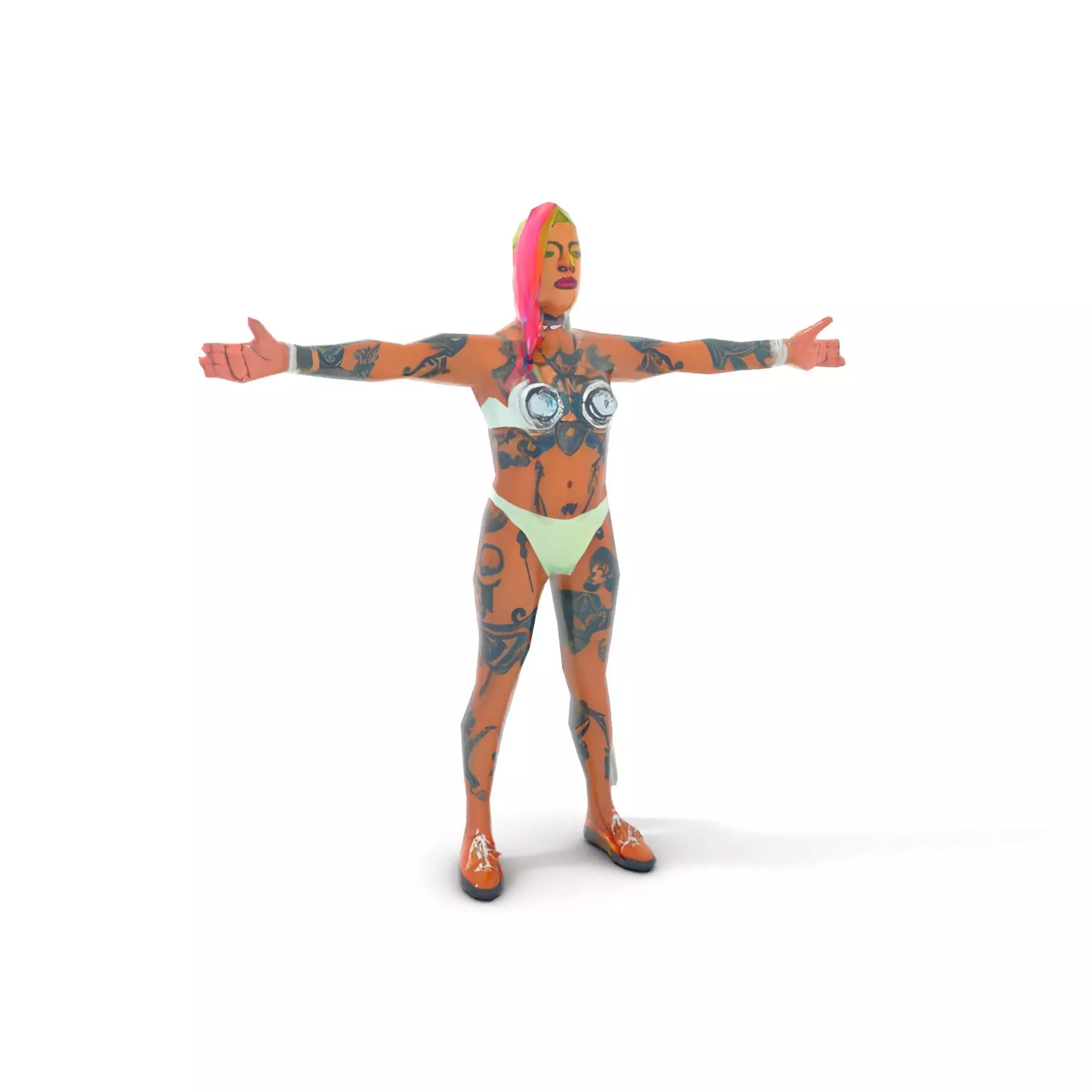 Futuristic Tattooed Model model pack Low-poly 3D model_19