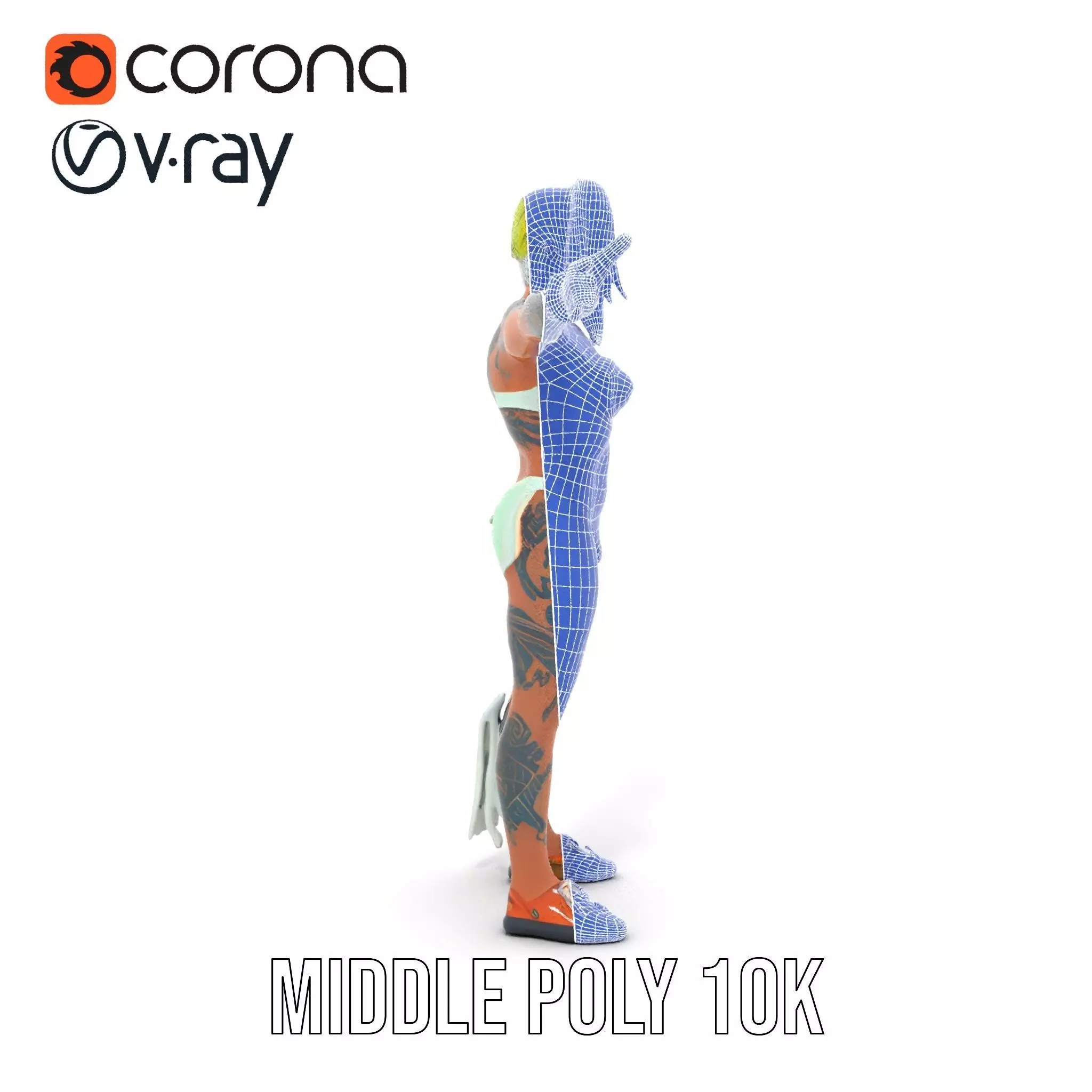 Futuristic Tattooed Model model pack Low-poly 3D model_30