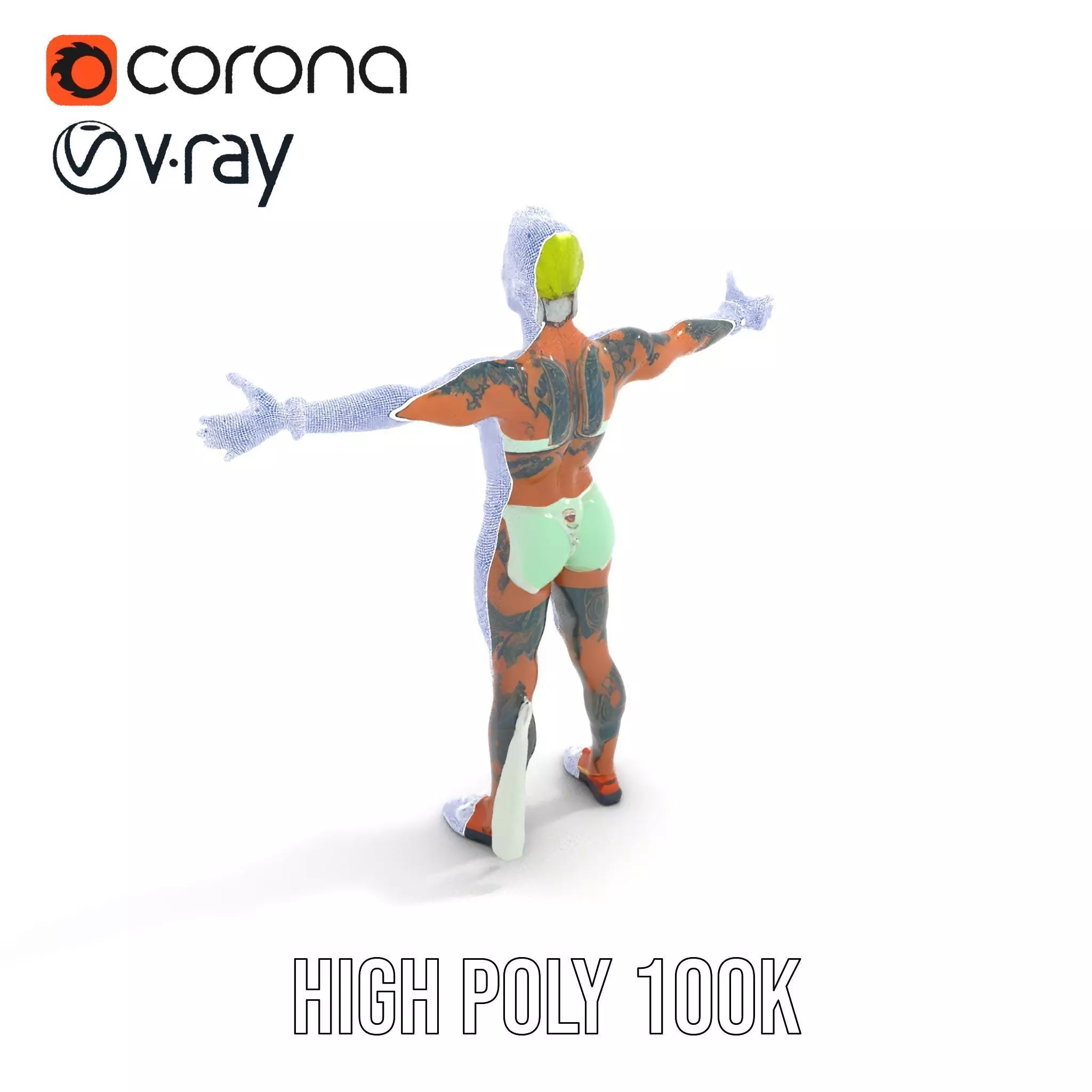 Futuristic Tattooed Model model pack Low-poly 3D model_26