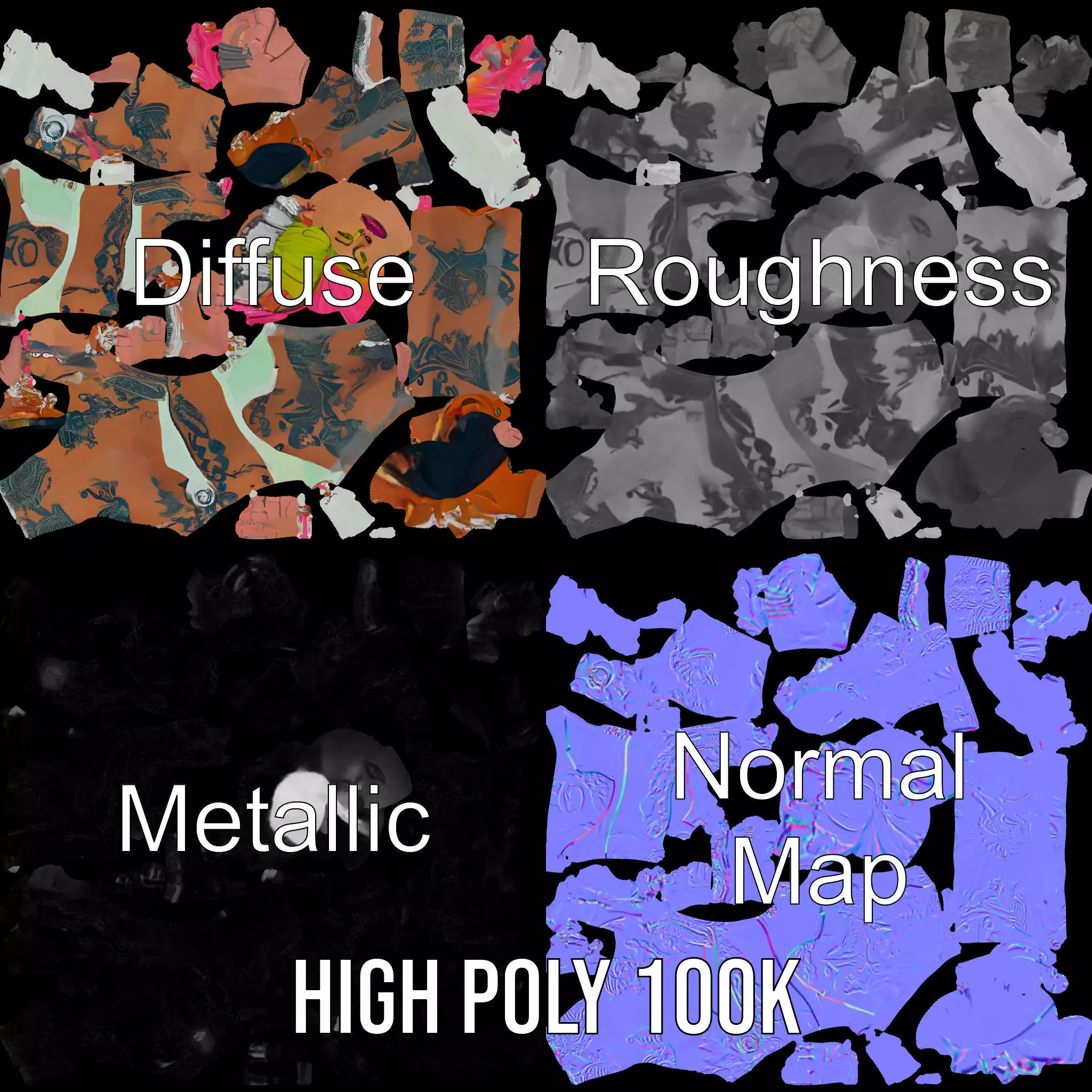 Futuristic Tattooed Model model pack Low-poly 3D model_3