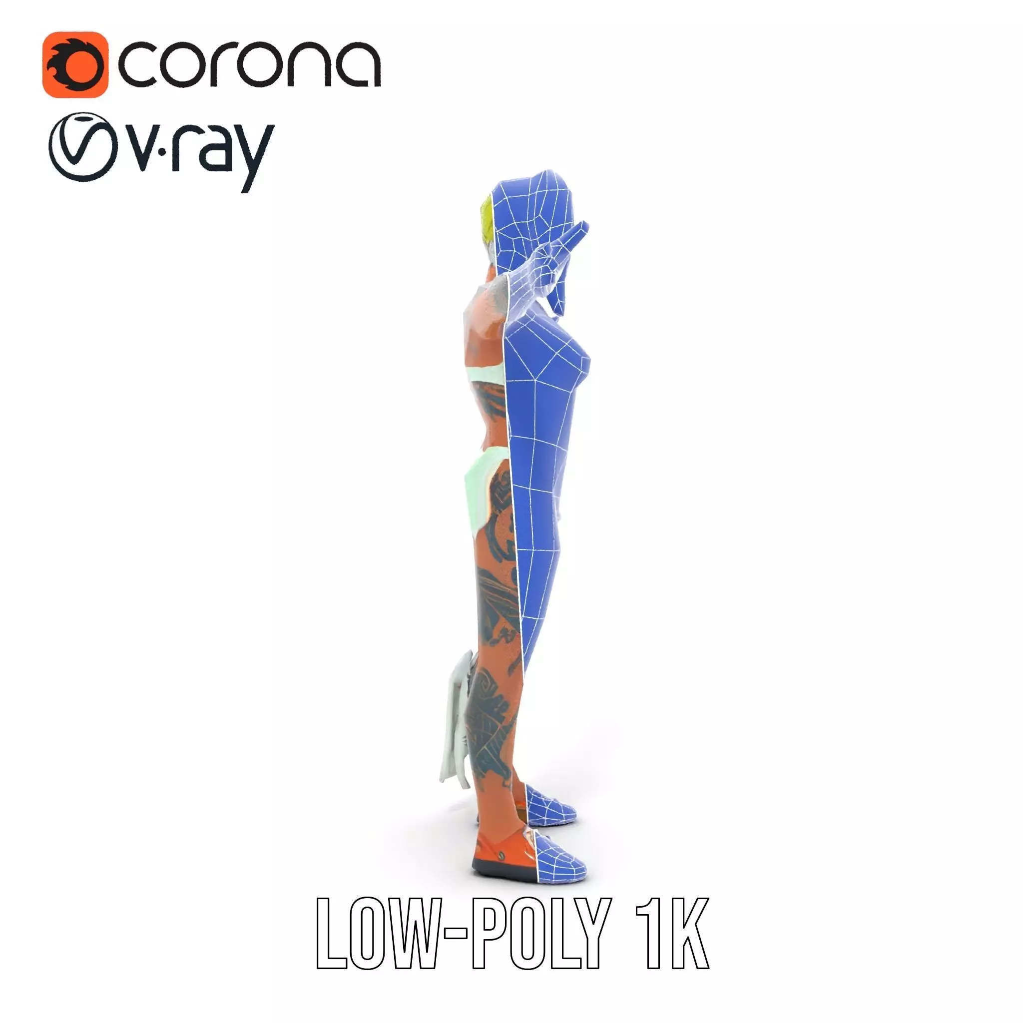 Futuristic Tattooed Model model pack Low-poly 3D model_31