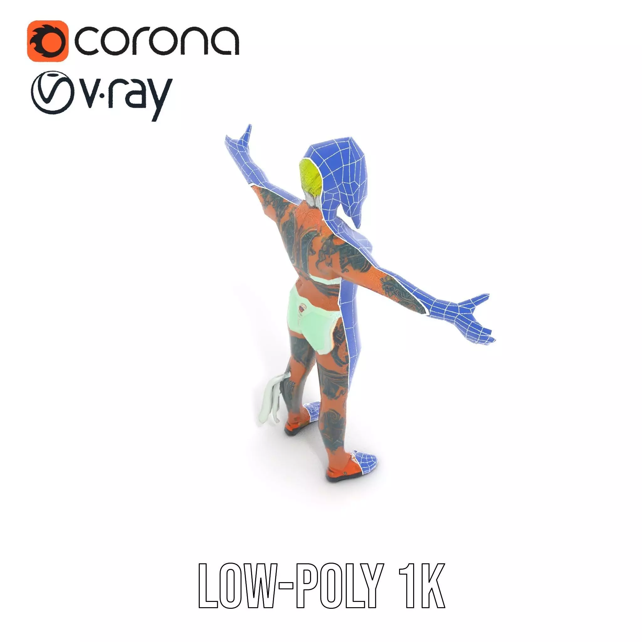 Futuristic Tattooed Model model pack Low-poly 3D model_25