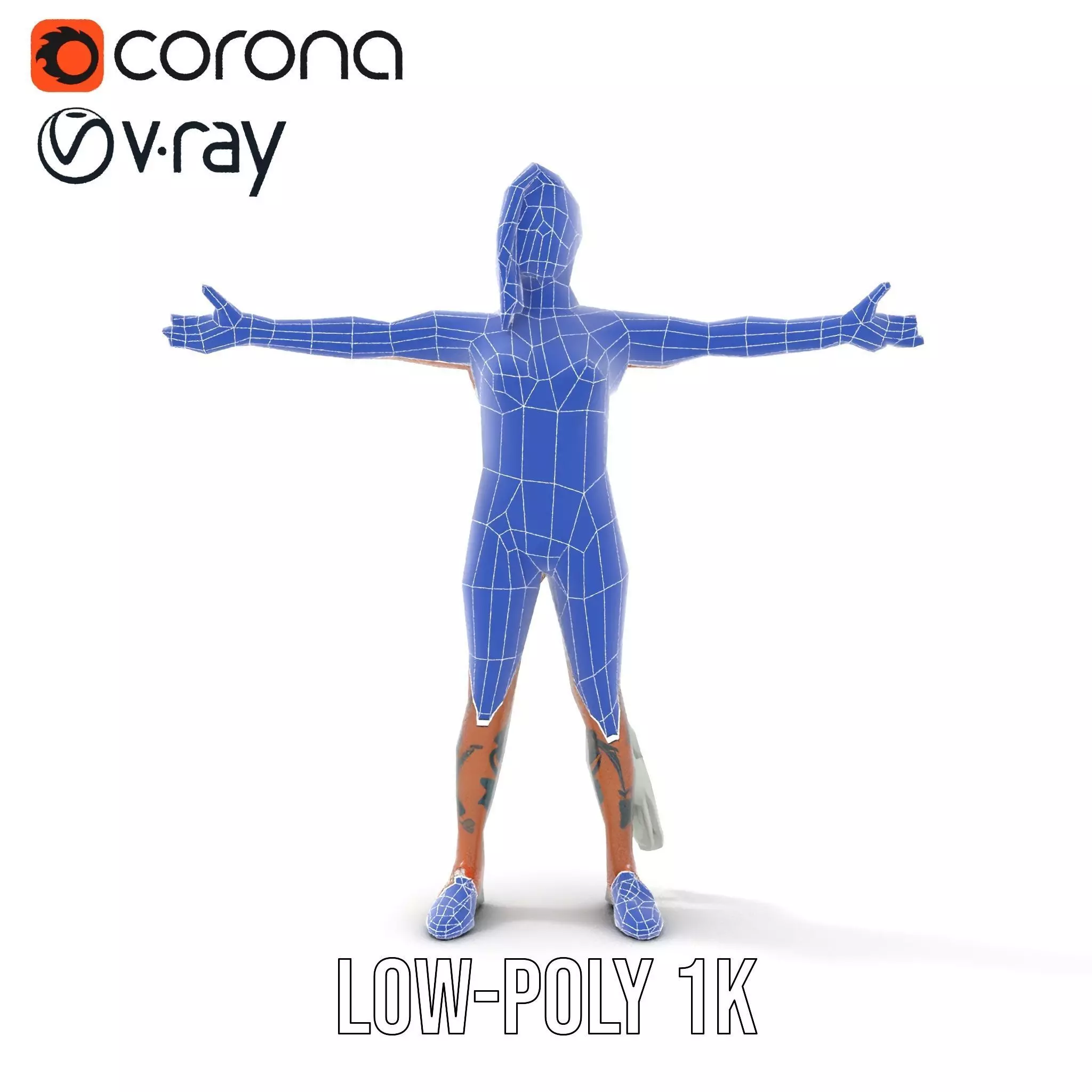 Futuristic Tattooed Model model pack Low-poly 3D model_12