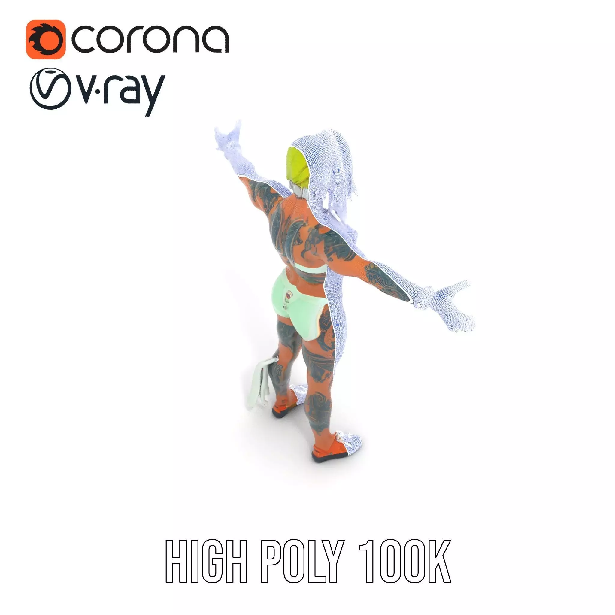 Futuristic Tattooed Model model pack Low-poly 3D model_23