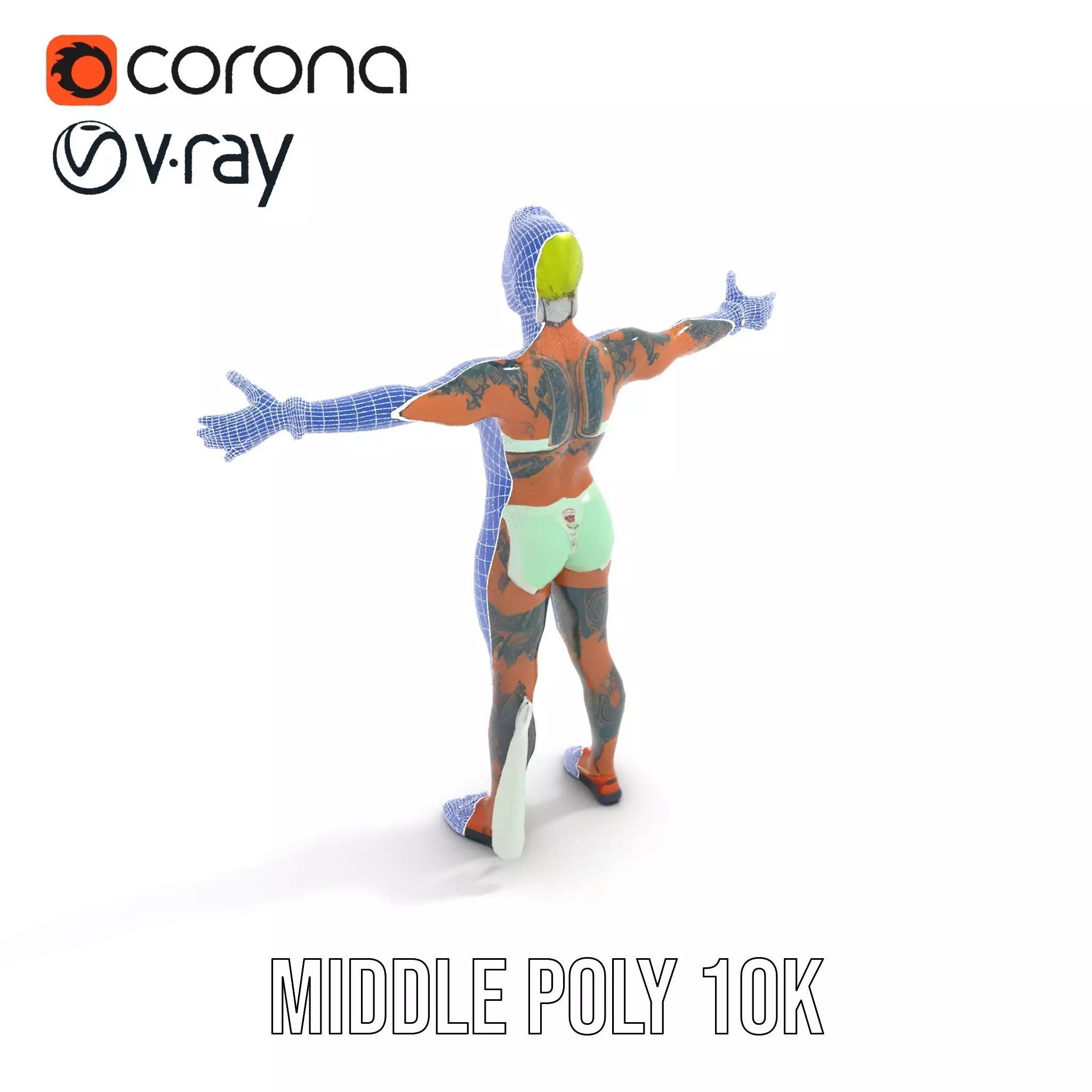 Futuristic Tattooed Model model pack Low-poly 3D model_18