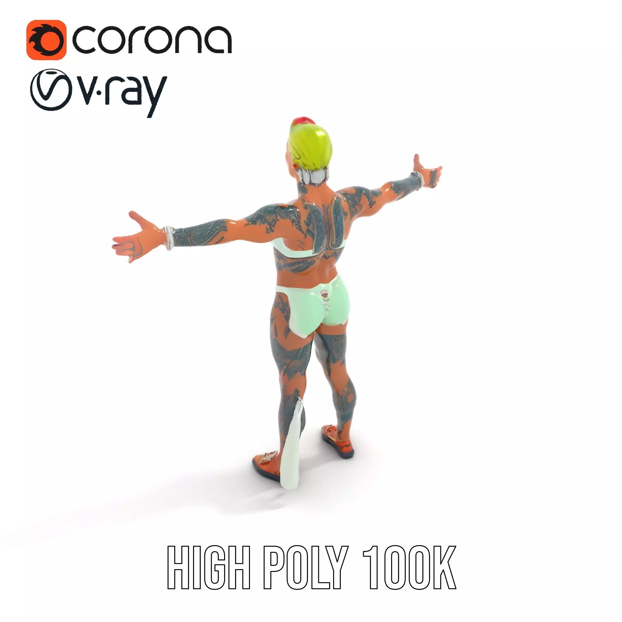 Futuristic Tattooed Model model pack Low-poly 3D model_17