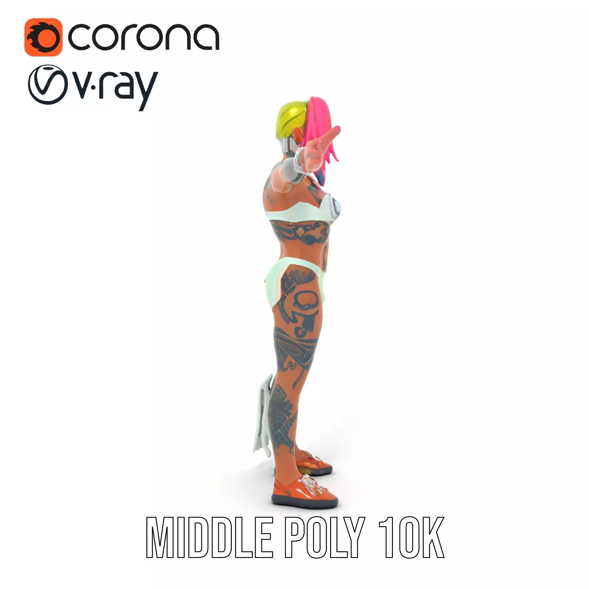 Futuristic Tattooed Model model pack Low-poly 3D model_13