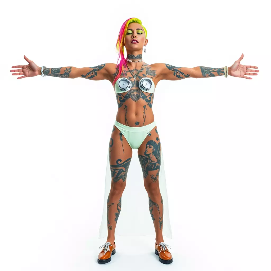 Futuristic Tattooed Model model pack Low-poly 3D model_2