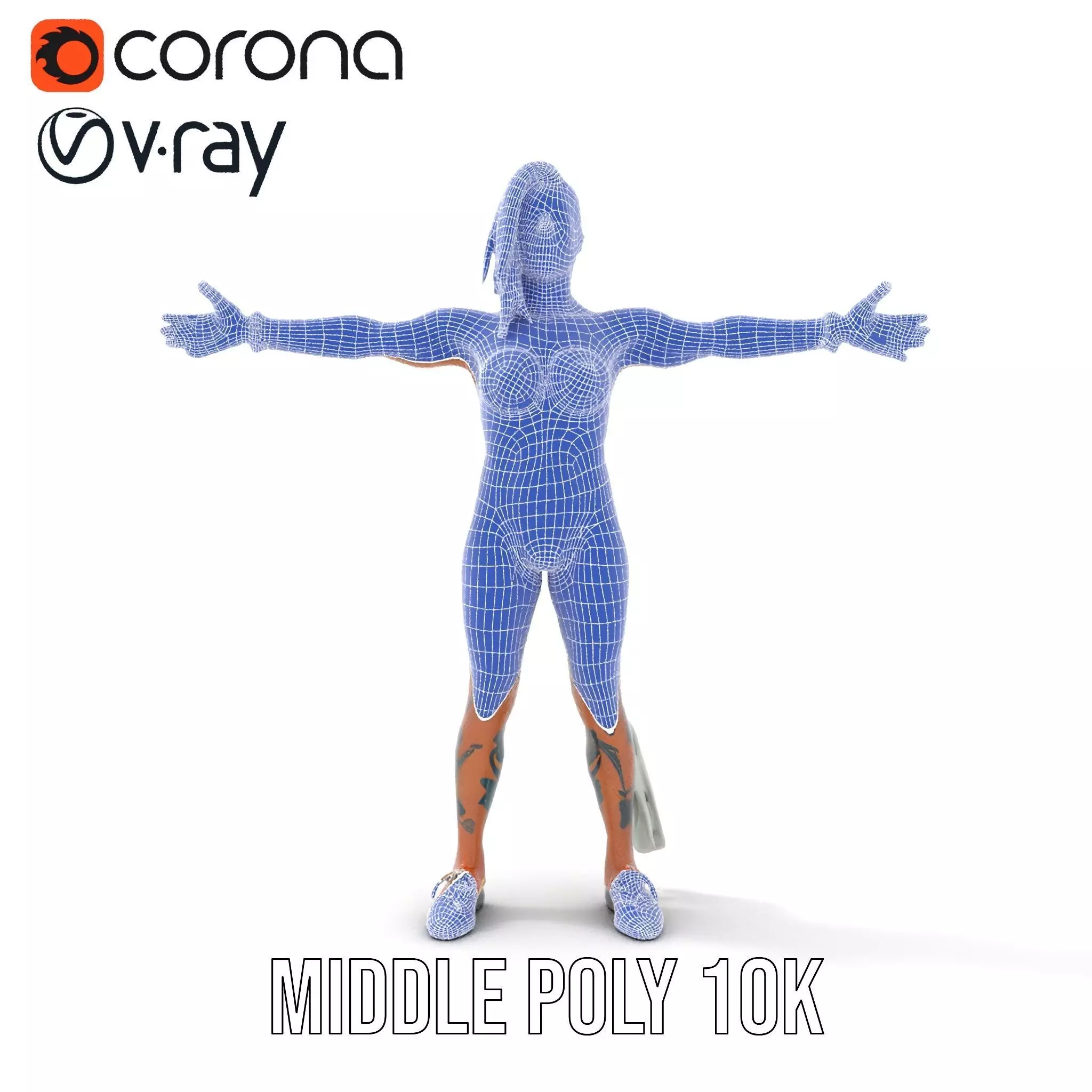 Futuristic Tattooed Model model pack Low-poly 3D model_27