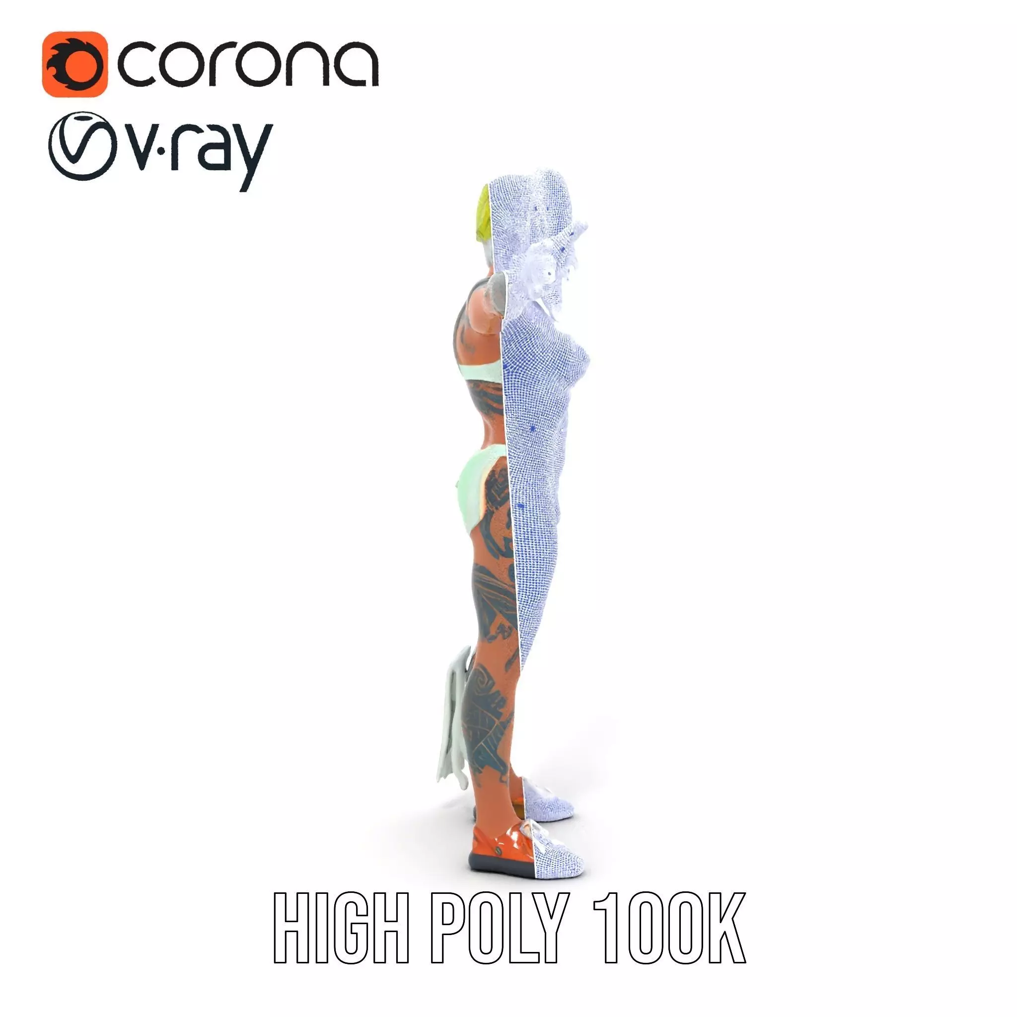 Futuristic Tattooed Model model pack Low-poly 3D model_34