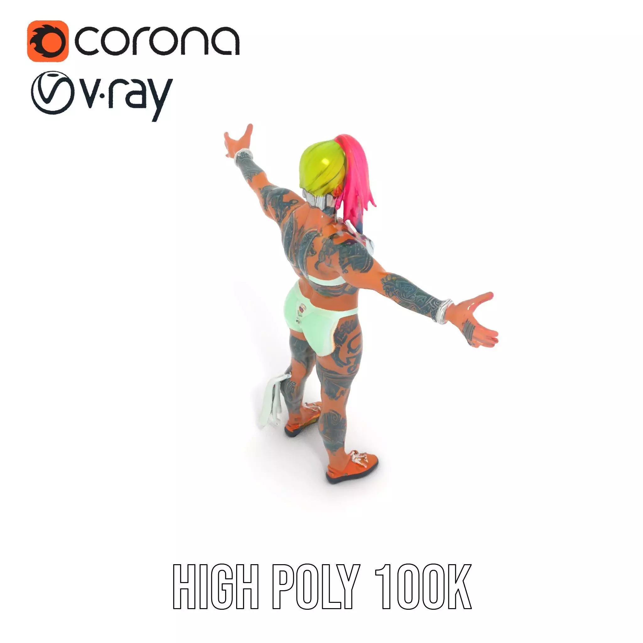 Futuristic Tattooed Model model pack Low-poly 3D model_20