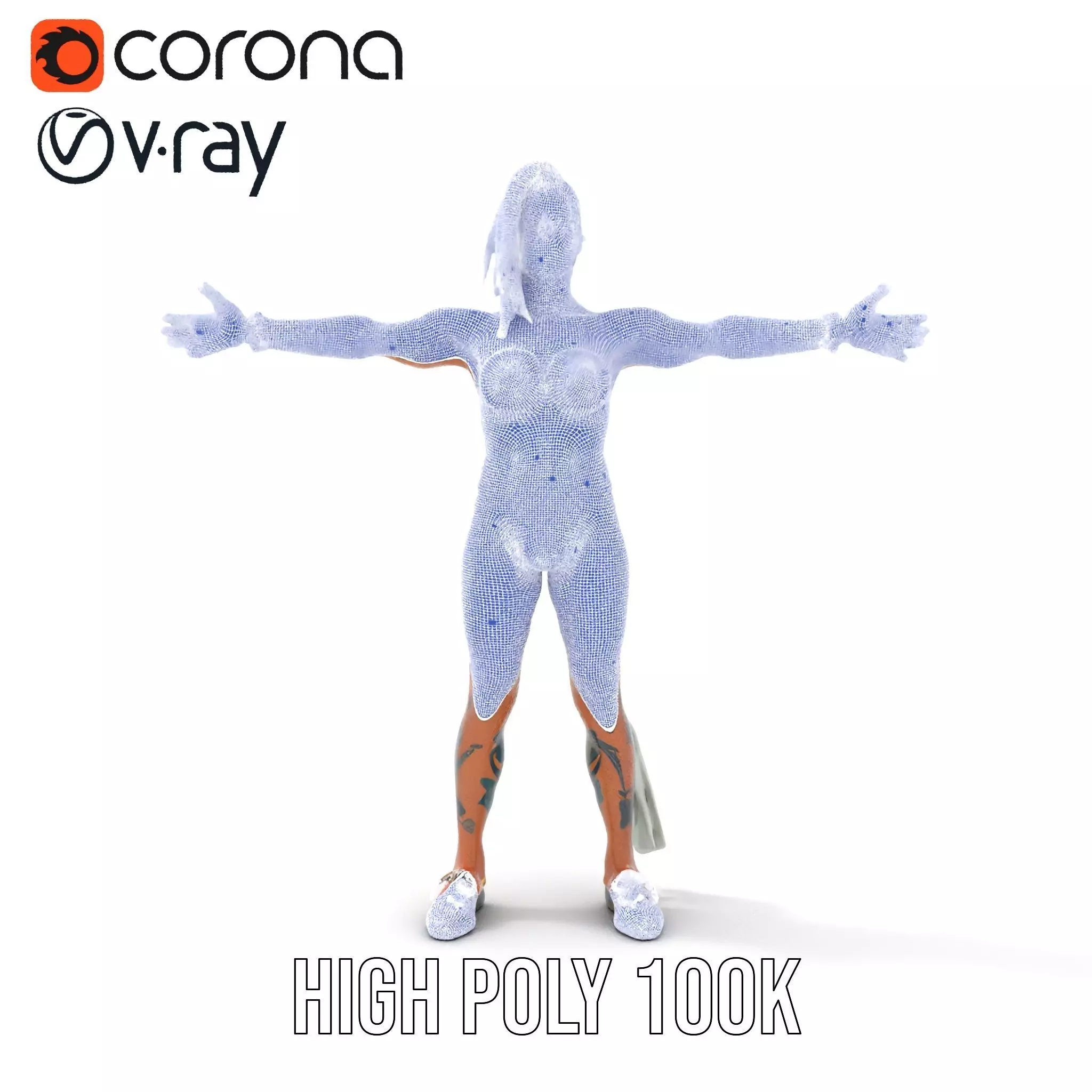 Futuristic Tattooed Model model pack Low-poly 3D model_29