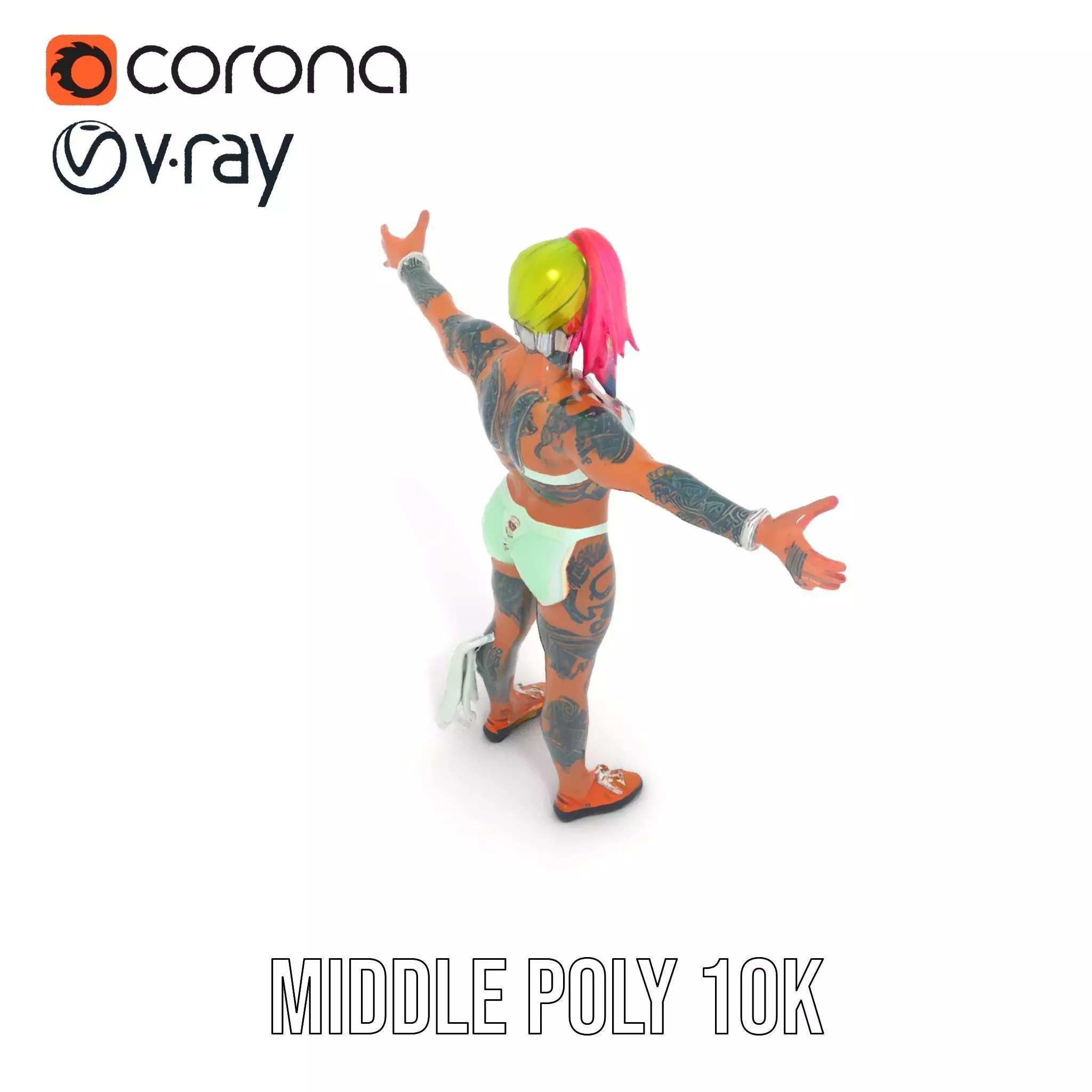 Futuristic Tattooed Model model pack Low-poly 3D model_6