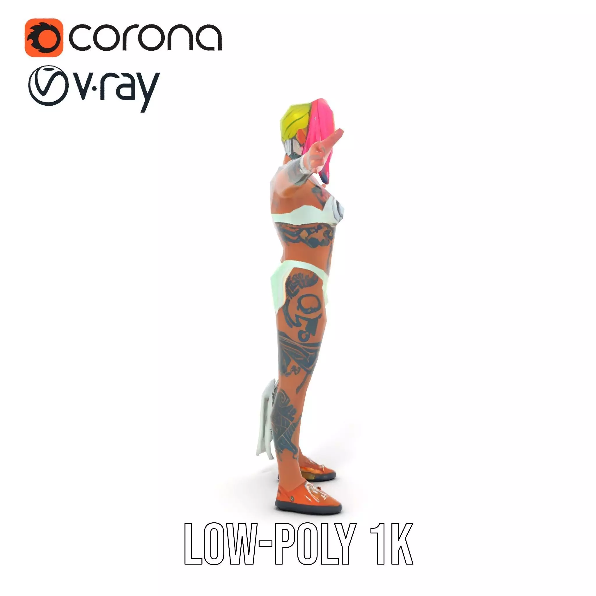 Futuristic Tattooed Model model pack Low-poly 3D model_28