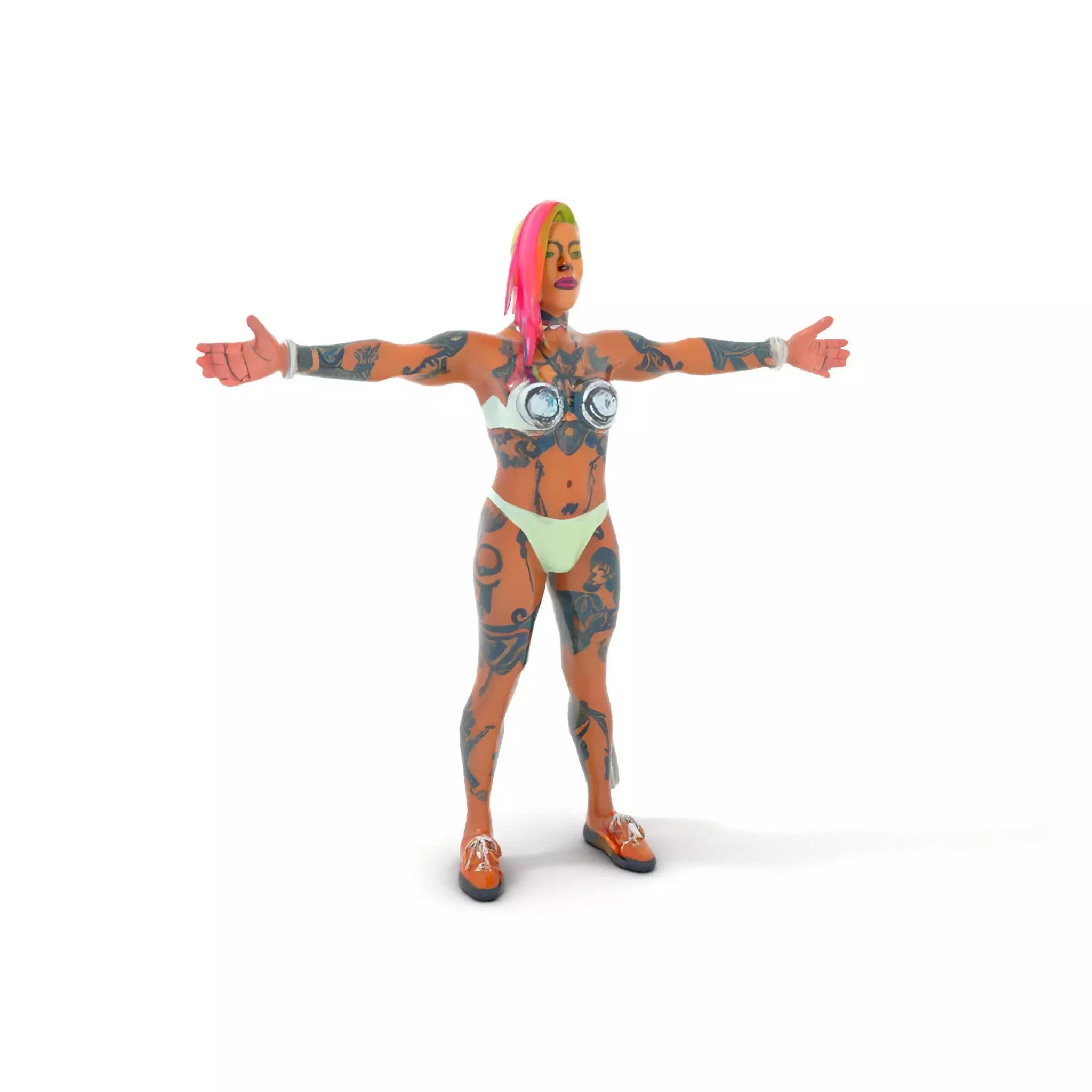 Futuristic Tattooed Model model pack Low-poly 3D model_11