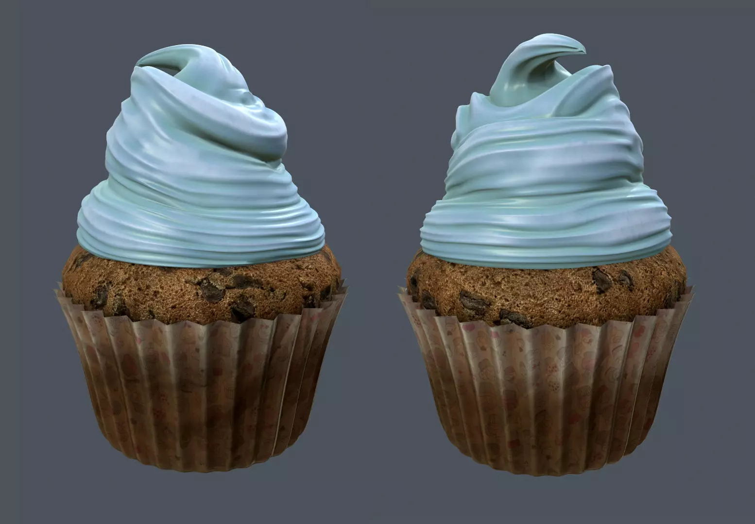 Cupcake two cupcakes with frosting 3D model_0