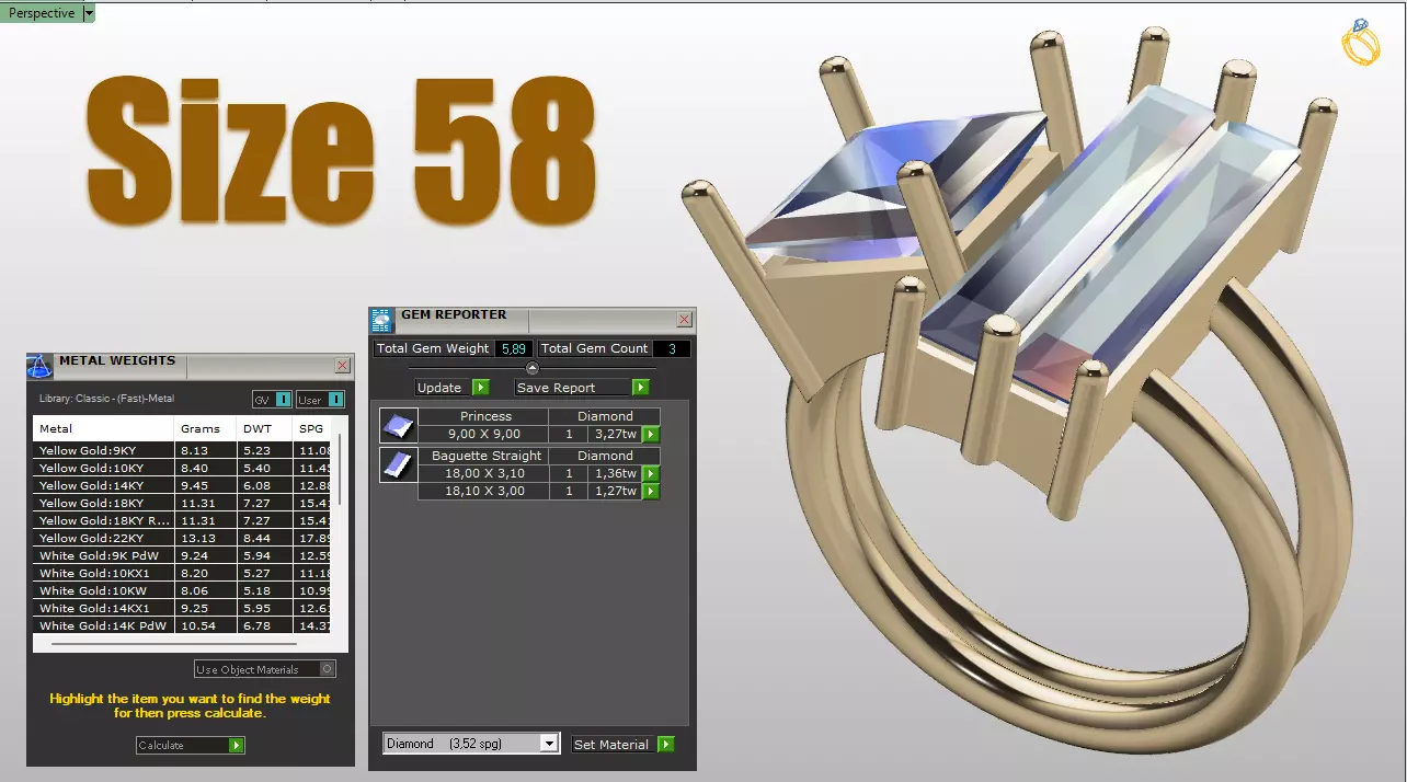 Womans Ring Size 58  3D print model_1