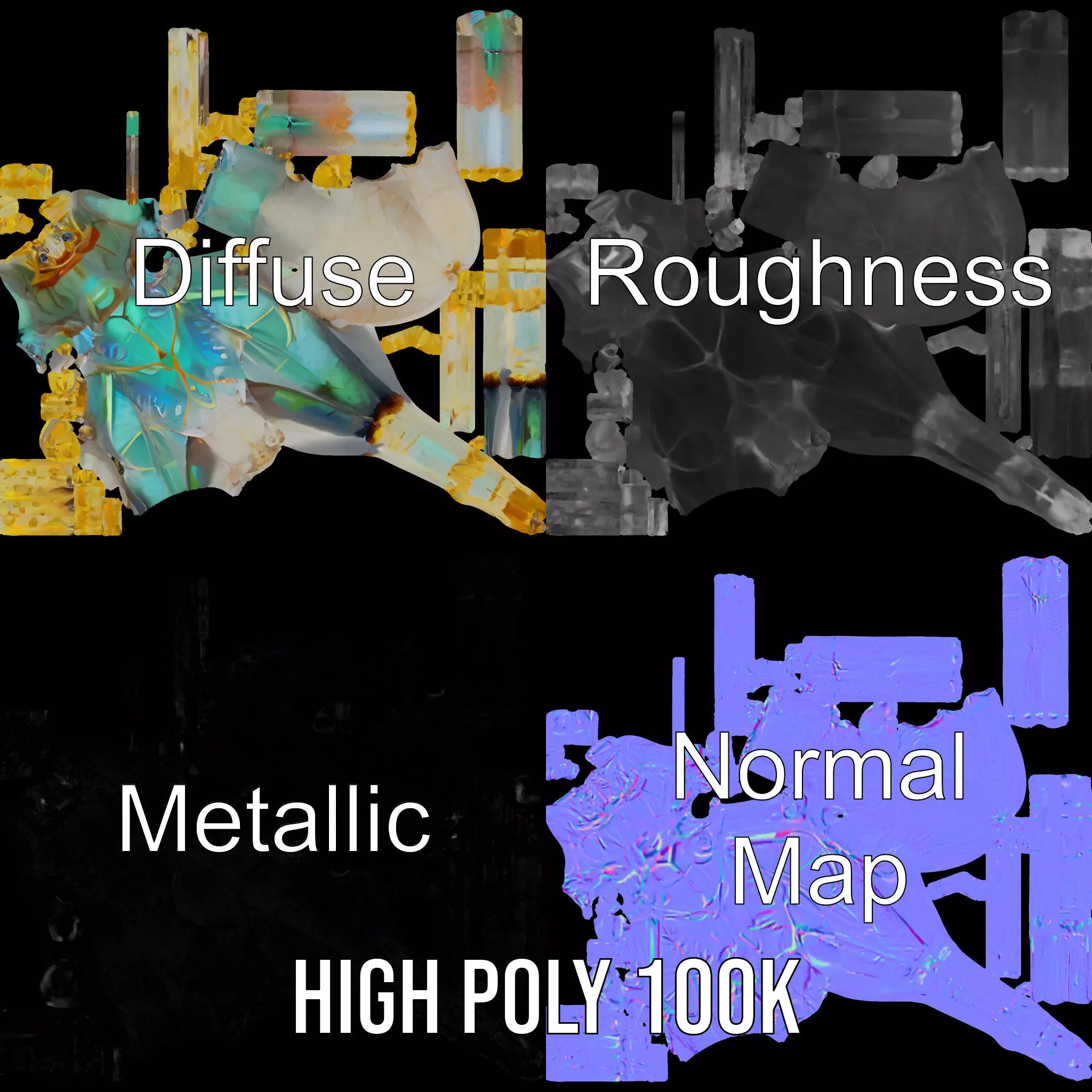 Iridescent Mantis model pack Low-poly 3D model_3