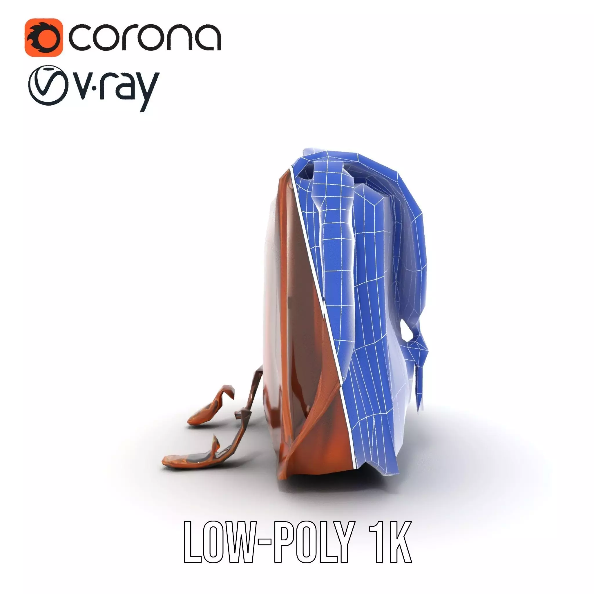 Vintage Leather Satchel model pack Low-poly 3D model_22