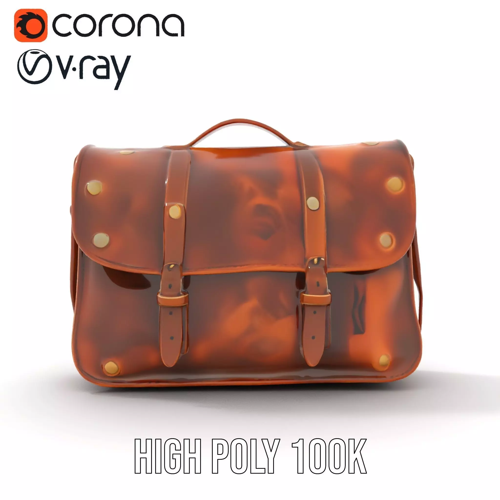 Vintage Leather Satchel model pack Low-poly 3D model_23