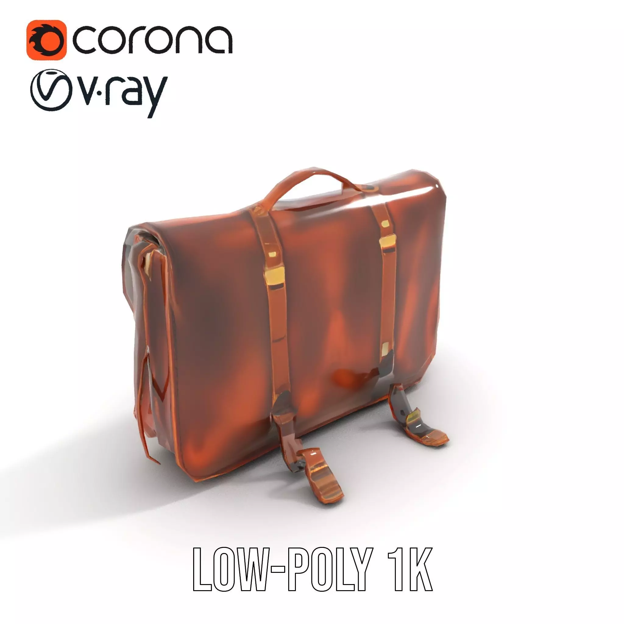 Vintage Leather Satchel model pack Low-poly 3D model_14