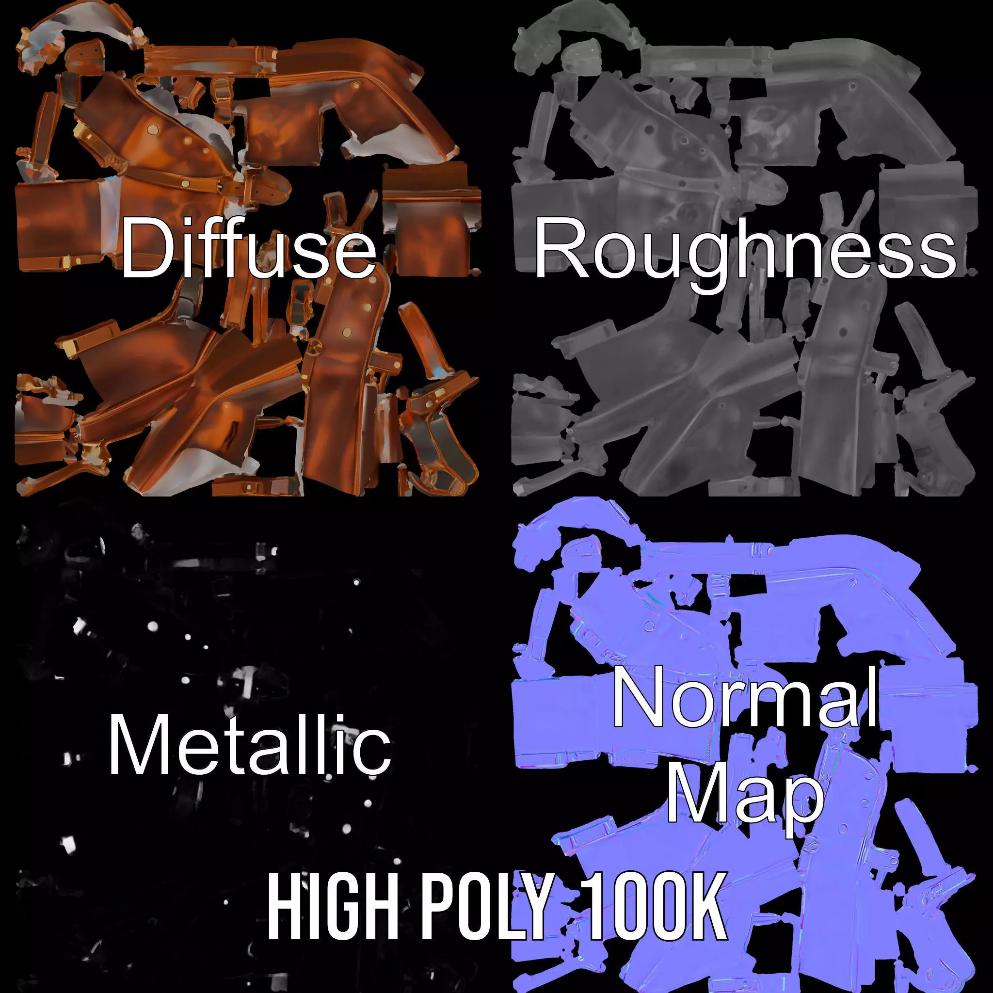 Vintage Leather Satchel model pack Low-poly 3D model_3