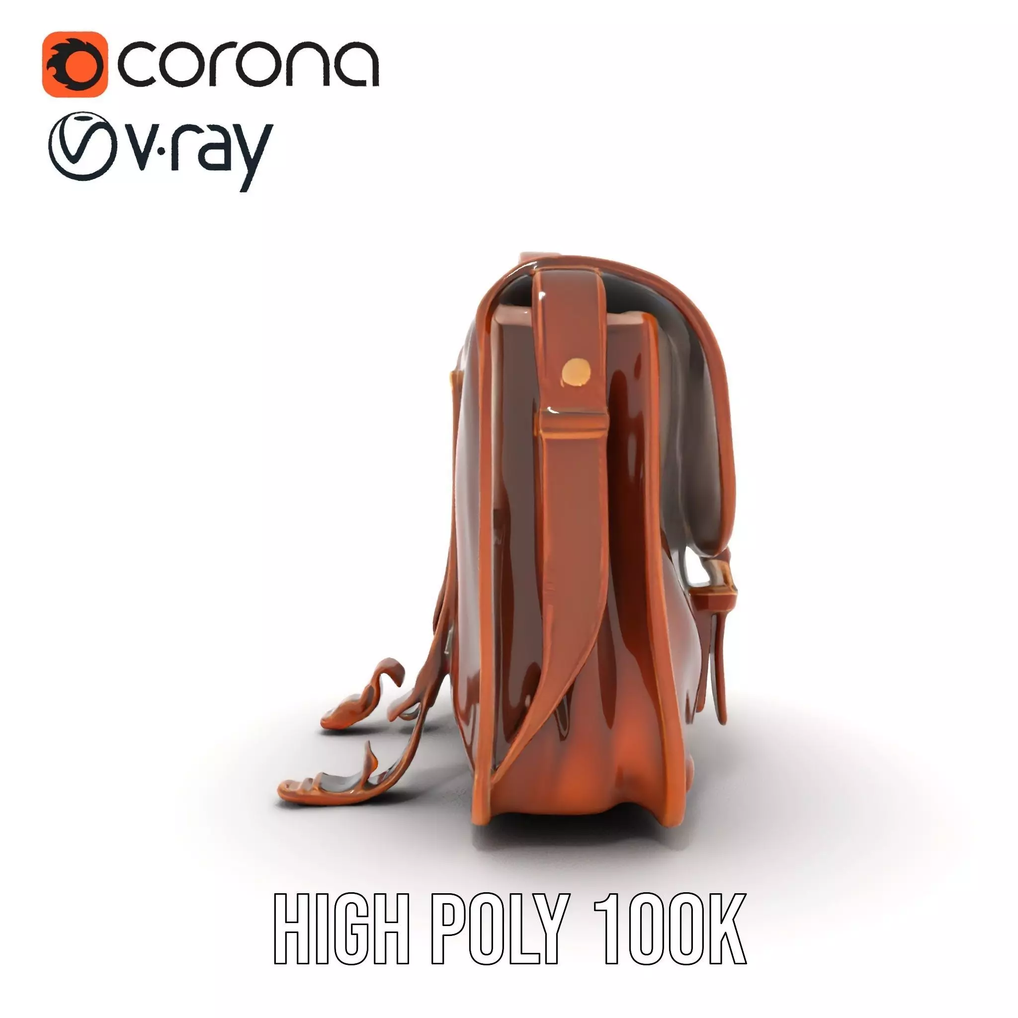 Vintage Leather Satchel model pack Low-poly 3D model_26