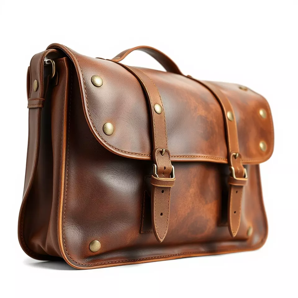 Vintage Leather Satchel model pack Low-poly 3D model_2