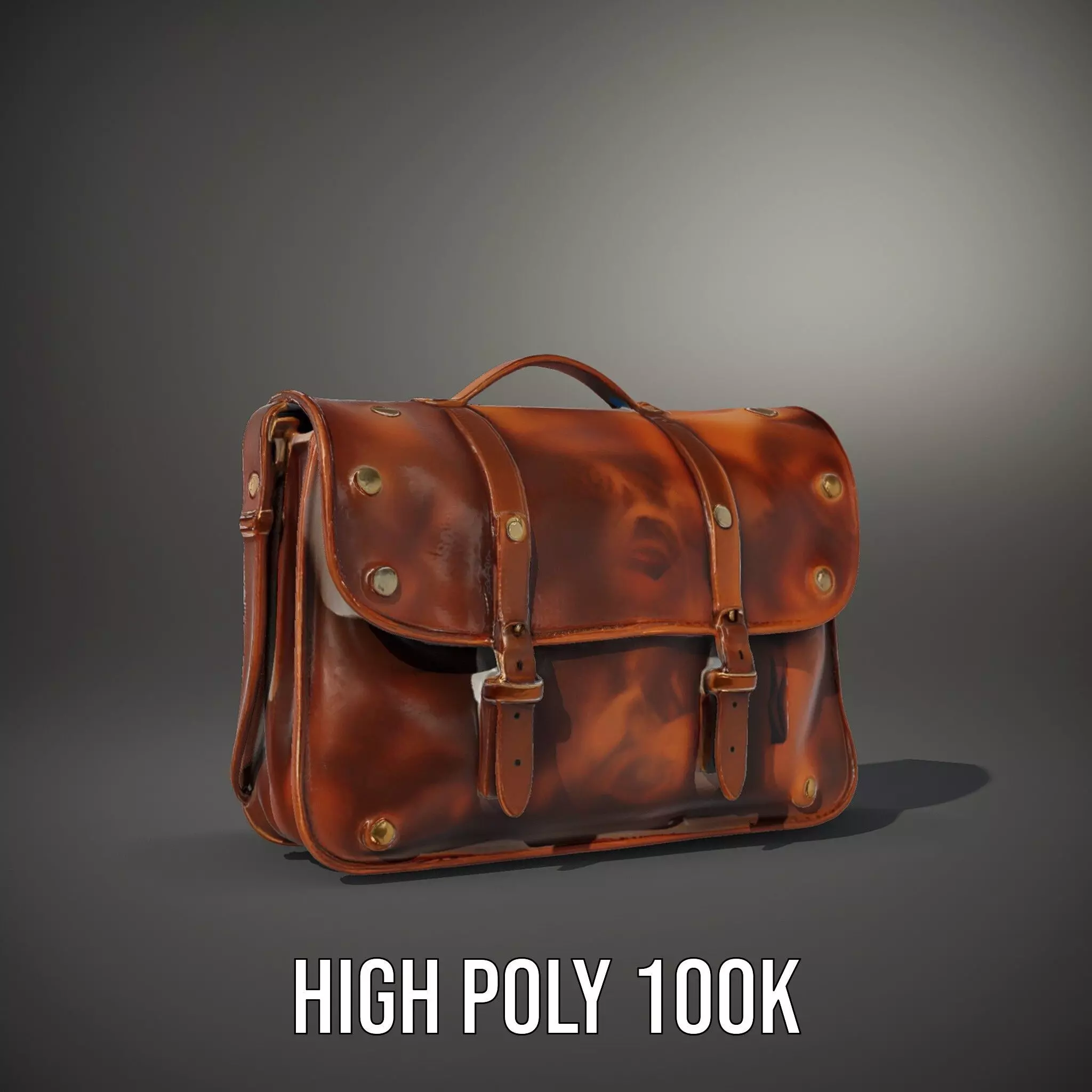 Vintage Leather Satchel model pack Low-poly 3D model_8
