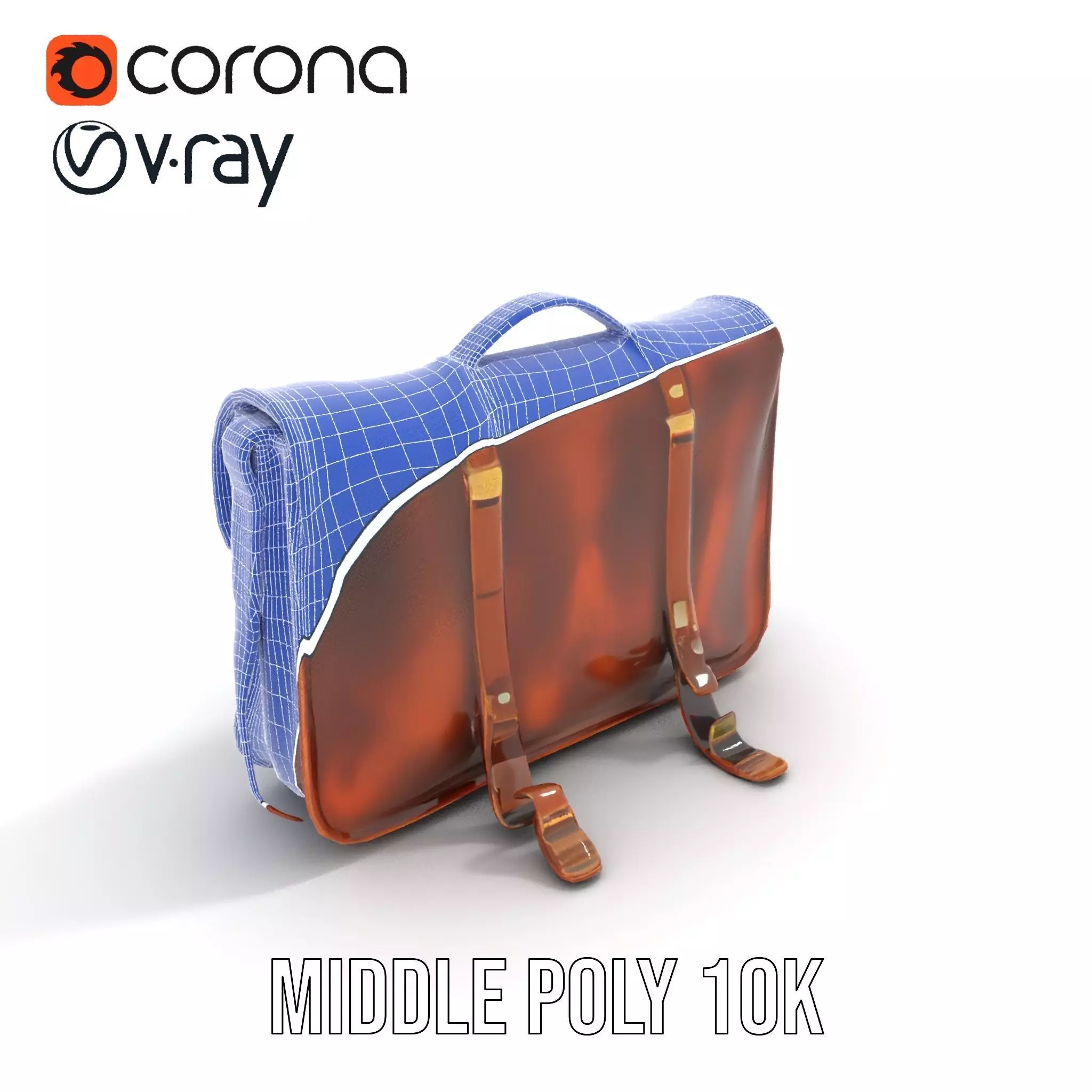 Vintage Leather Satchel model pack Low-poly 3D model_21