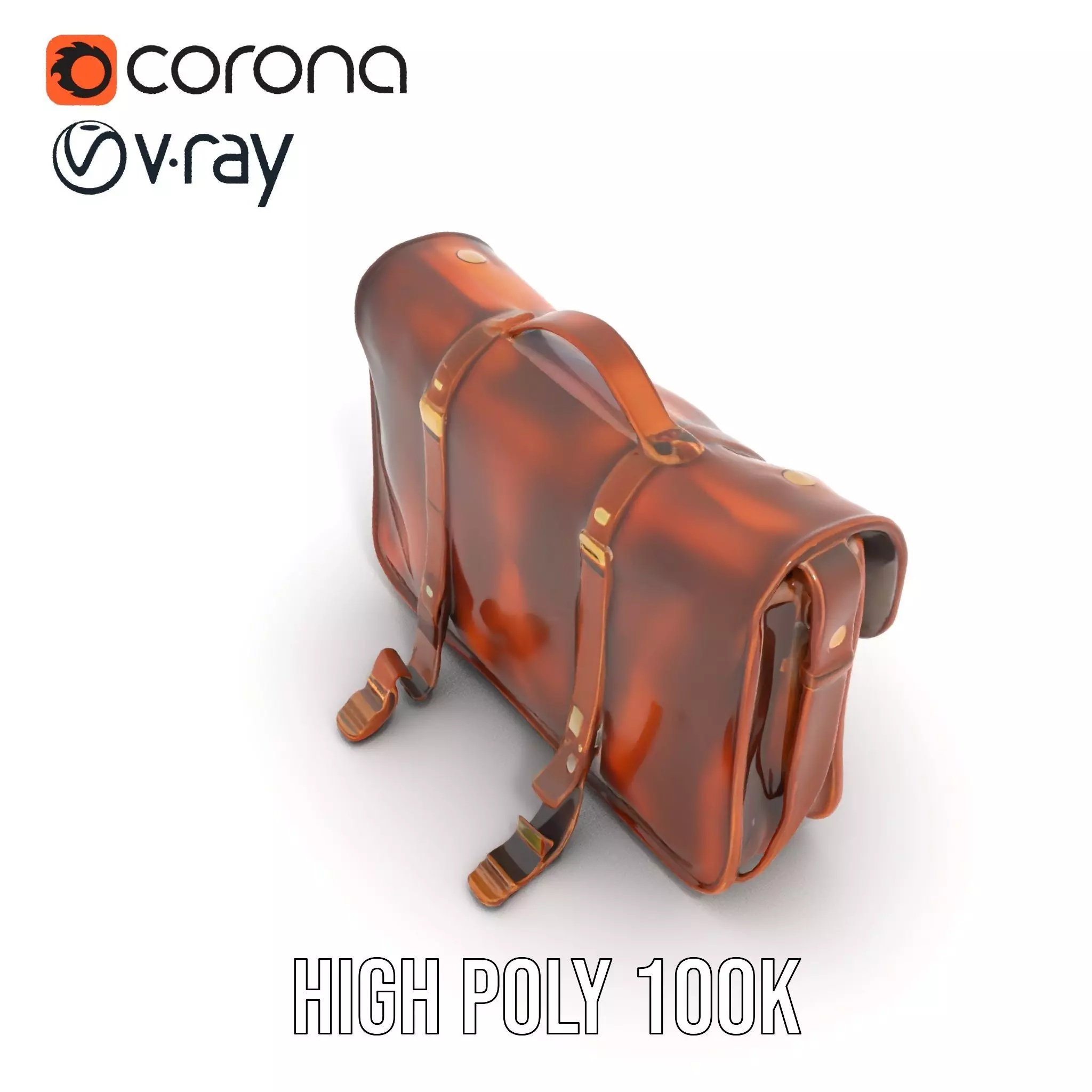 Vintage Leather Satchel model pack Low-poly 3D model_20