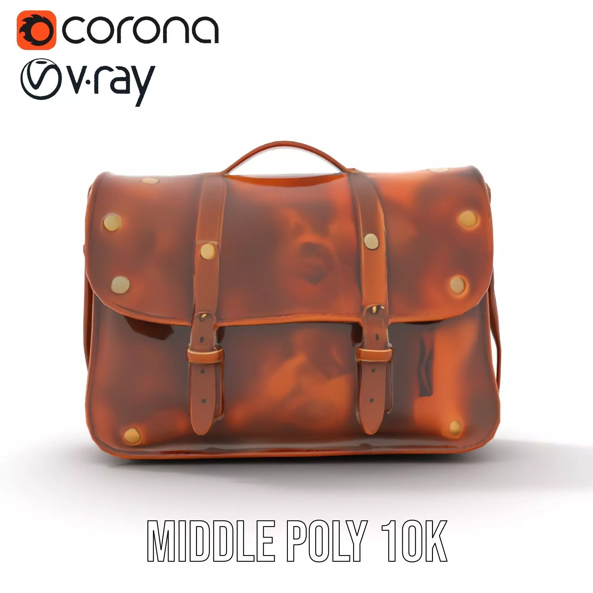 Vintage Leather Satchel model pack Low-poly 3D model_18