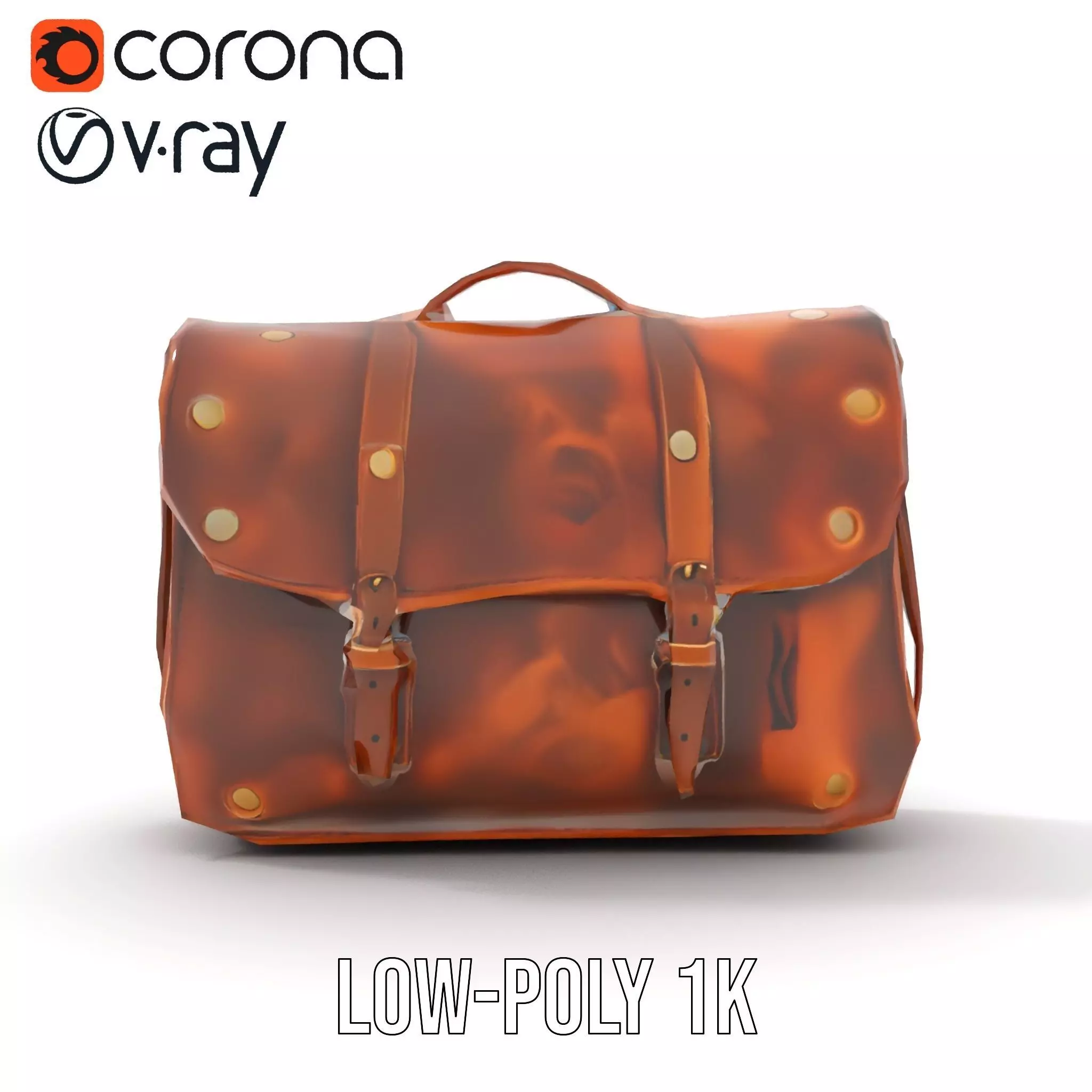 Vintage Leather Satchel model pack Low-poly 3D model_9