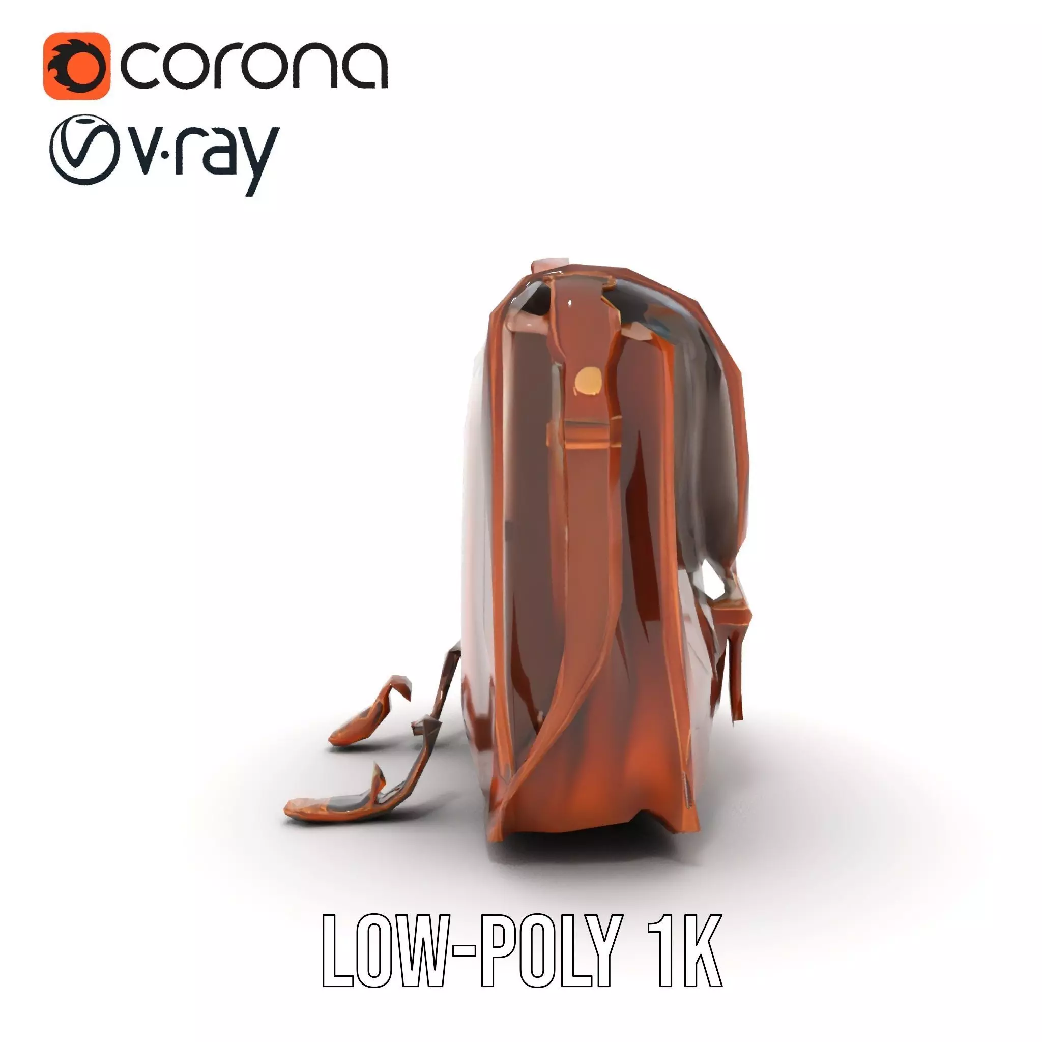 Vintage Leather Satchel model pack Low-poly 3D model_7